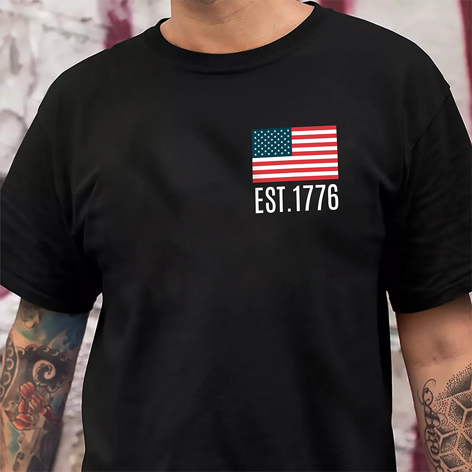 America Est. 1776 Land Of The Free Because Of The Brave Front & Back Dark Shirt LM32 669239 - Image 7