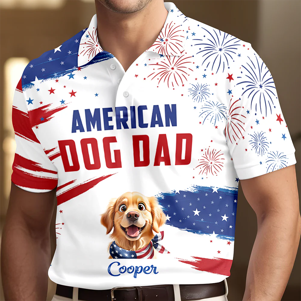 American Dog Dad Dog Mom Polo Shirt Gifts For Dog Lovers TH10 898709 - Image 2