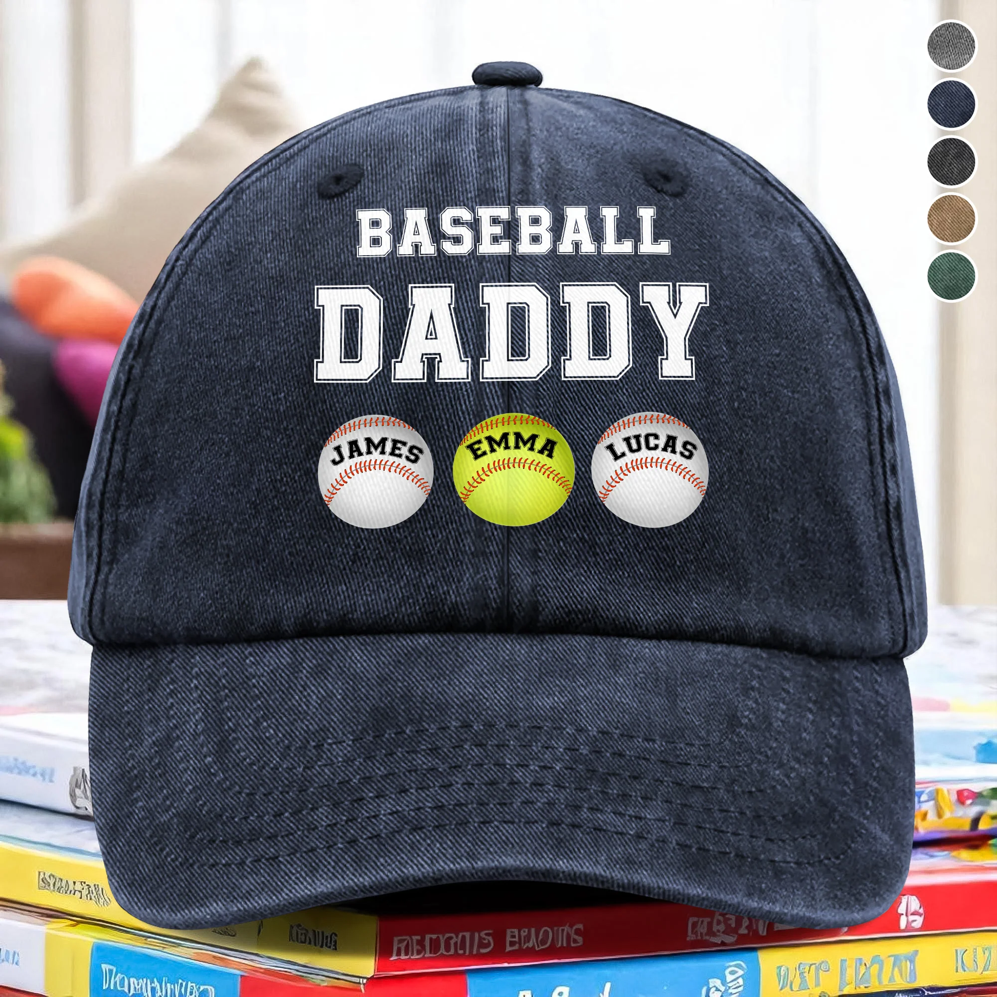 Baseball Dad - Personalized Washed Denim Baseball Cap TH10 896163 - Image 3