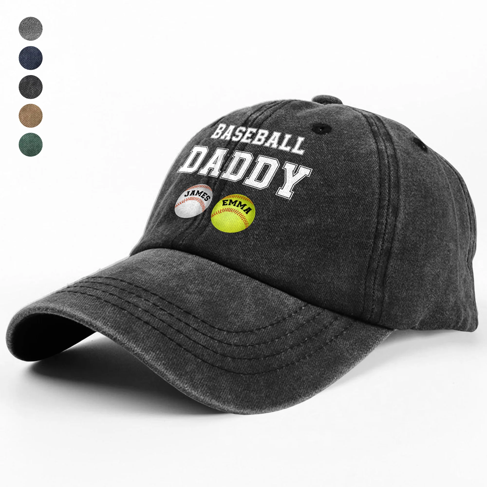 Baseball Dad - Personalized Washed Denim Baseball Cap TH10 896163 - Image 6