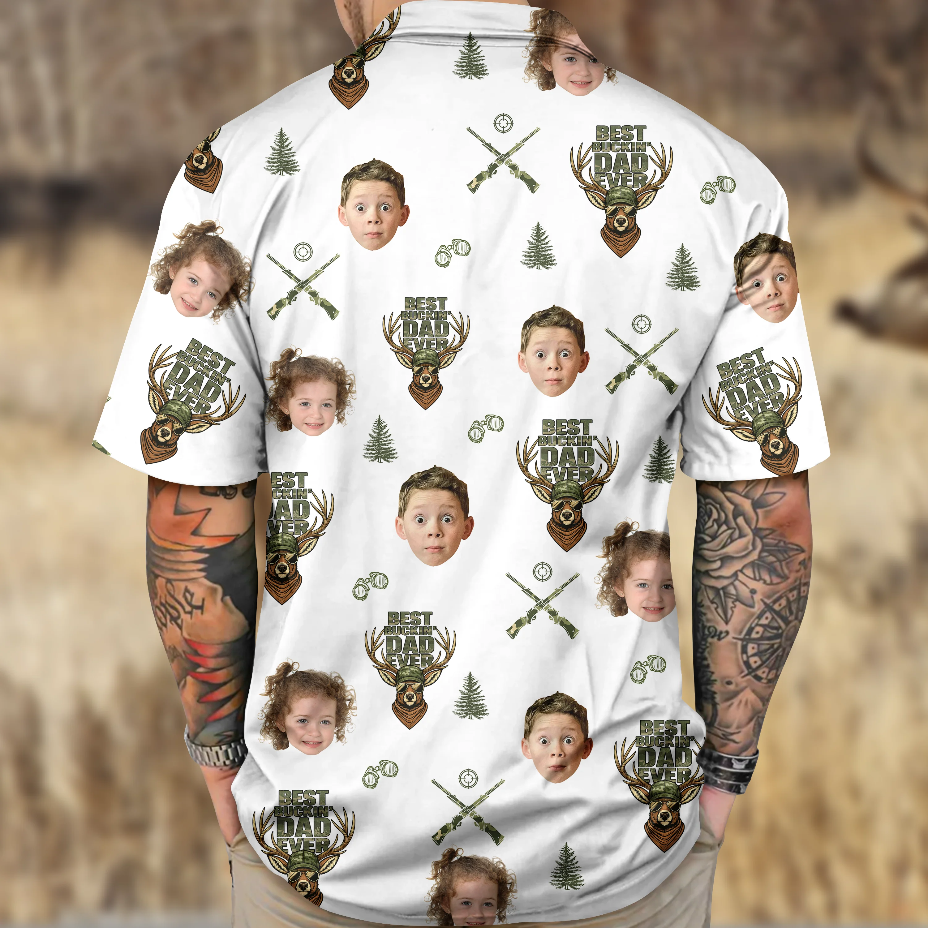 Best Buckin' Dad Ever - Personalized Photo Hawaii Shirt CH07 895746 - Image 3