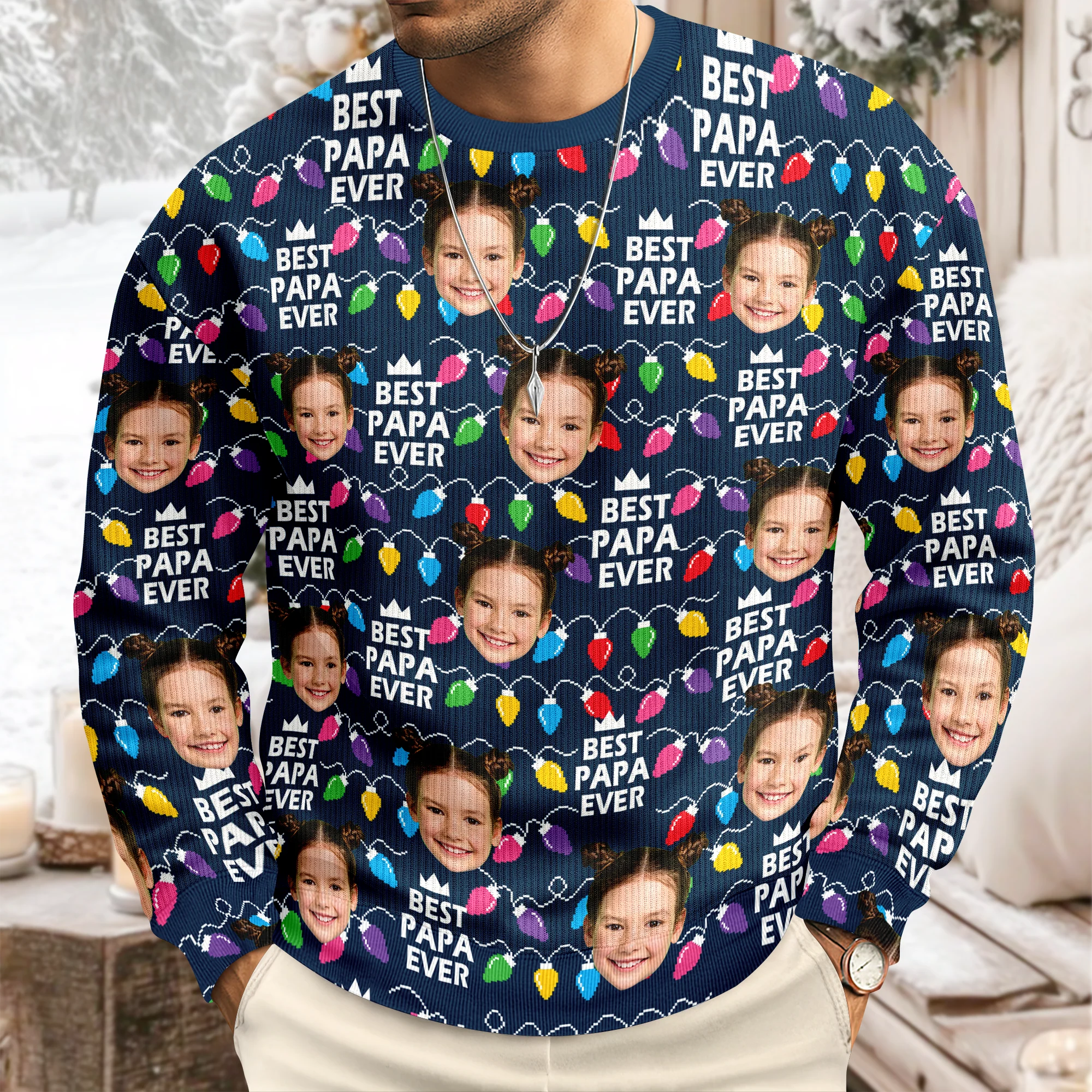 Best Mom Dad Ever Christmas Light - Personalized Ugly Sweater CH07 899394 - Image 5