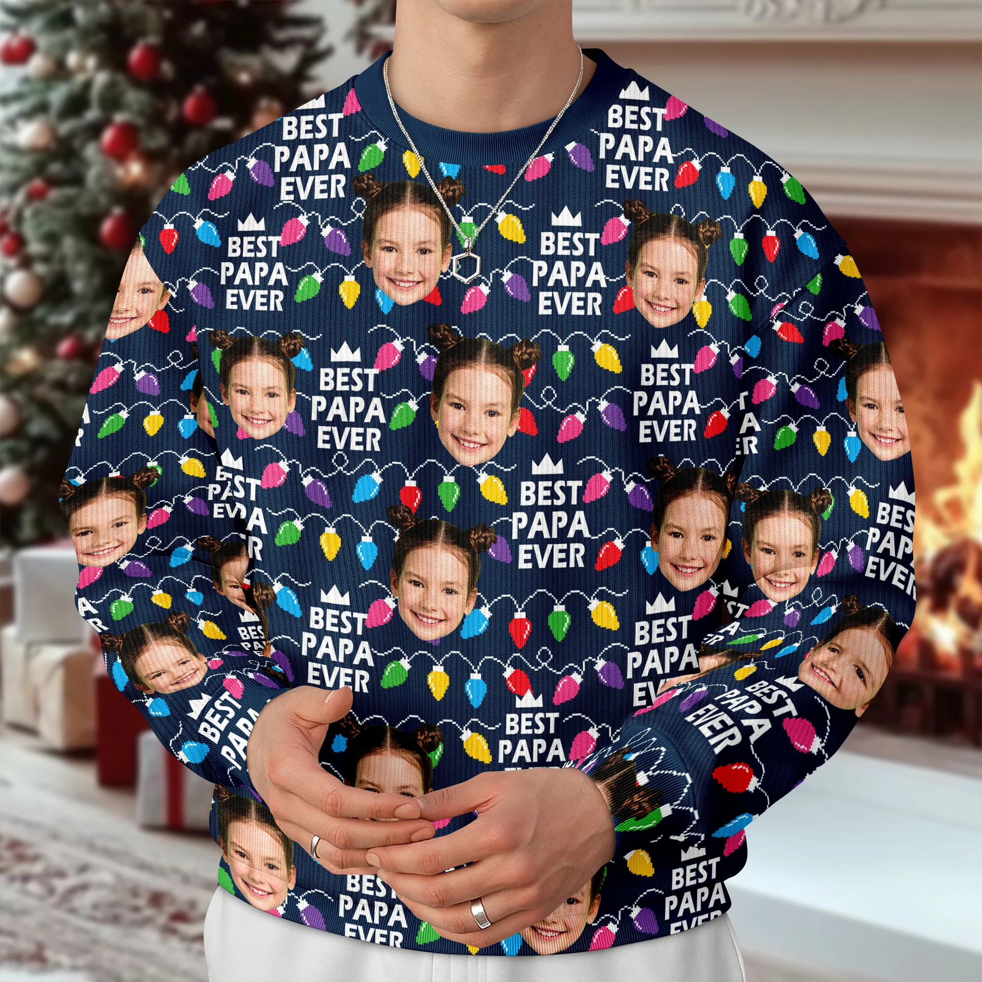 Best Mom Dad Ever Christmas Light - Personalized Ugly Sweater CH07 899394 - Image 6