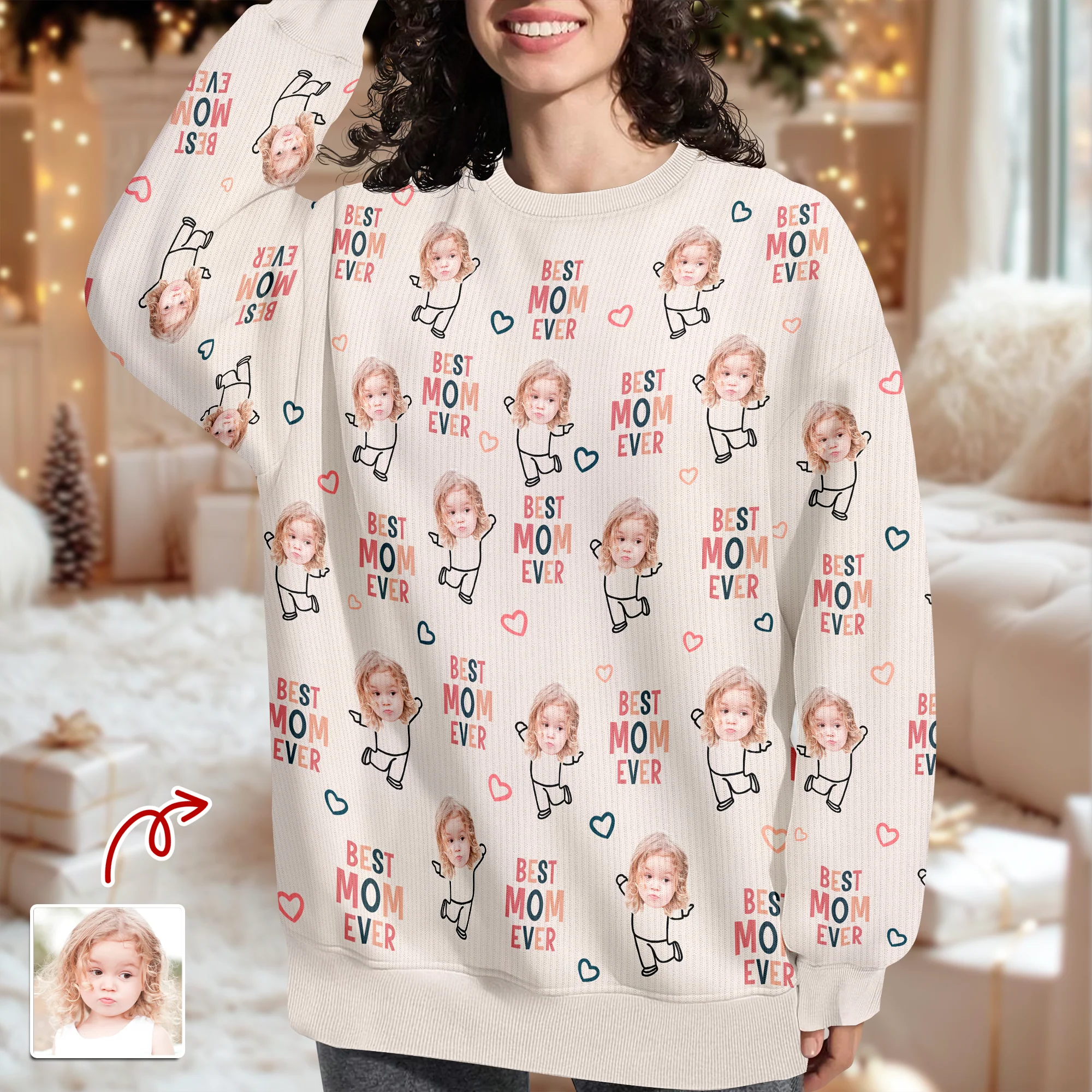 Best Nana Ever Custom Photo Grandkids Ugly Sweater TH10 894329 - Image 2