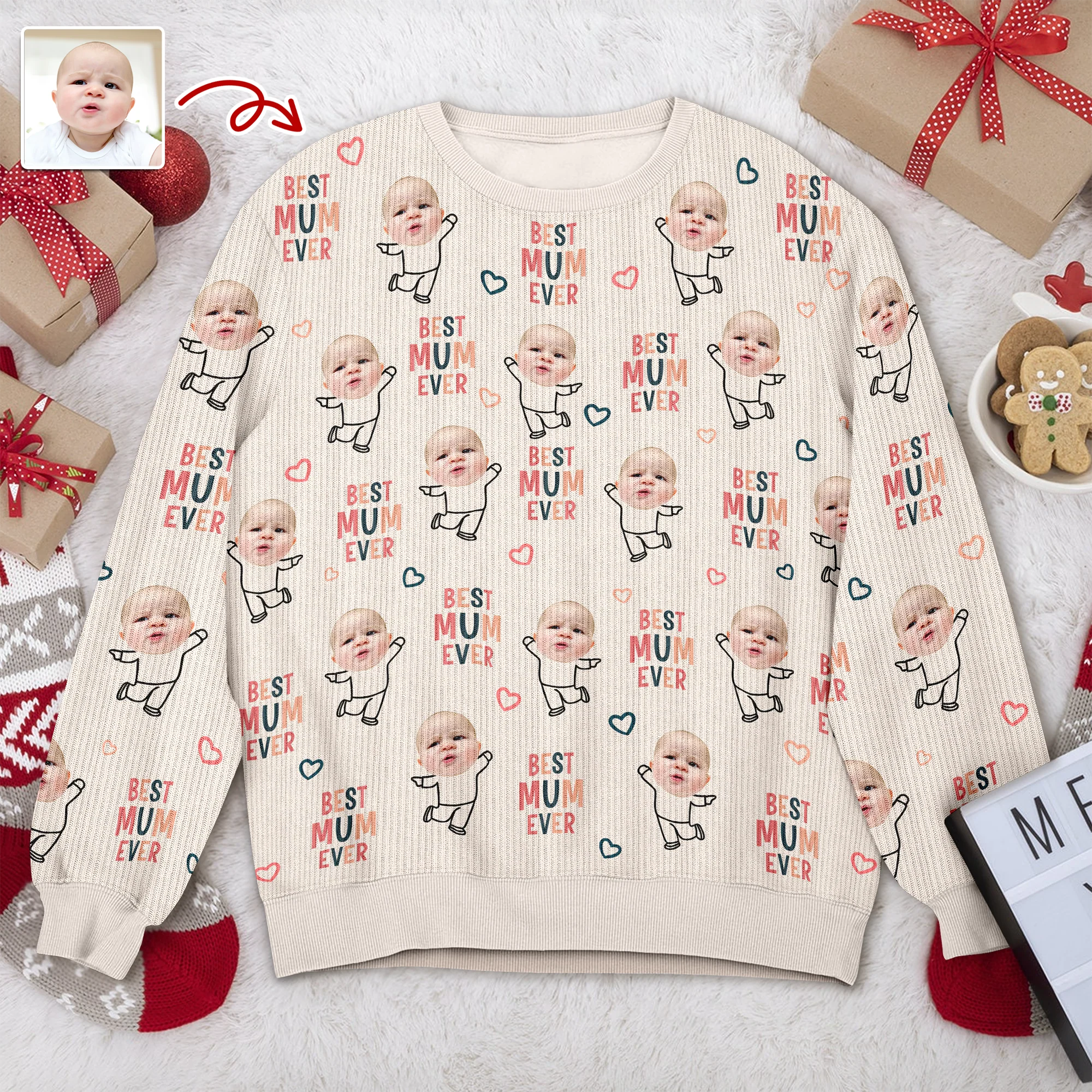 Best Nana Ever Custom Photo Grandkids Ugly Sweater TH10 894329 - Image 5