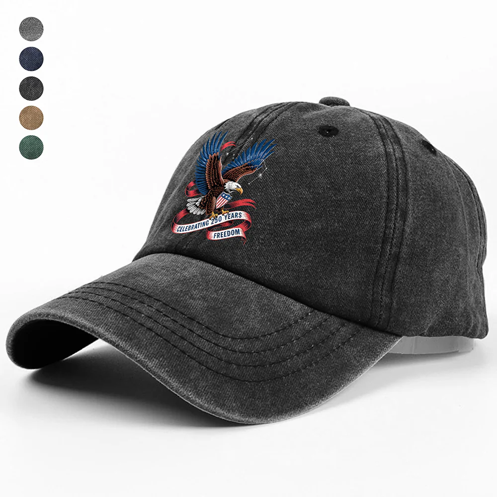 Celebrating 250 Years Freedom Washed Denim Baseball Cap HA75 898872 - Image 2