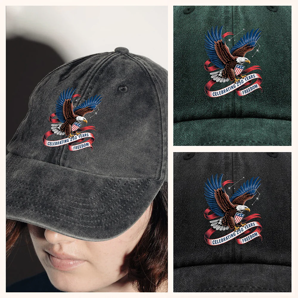 Celebrating 250 Years Freedom Washed Denim Baseball Cap HA75 898872 - Image 4