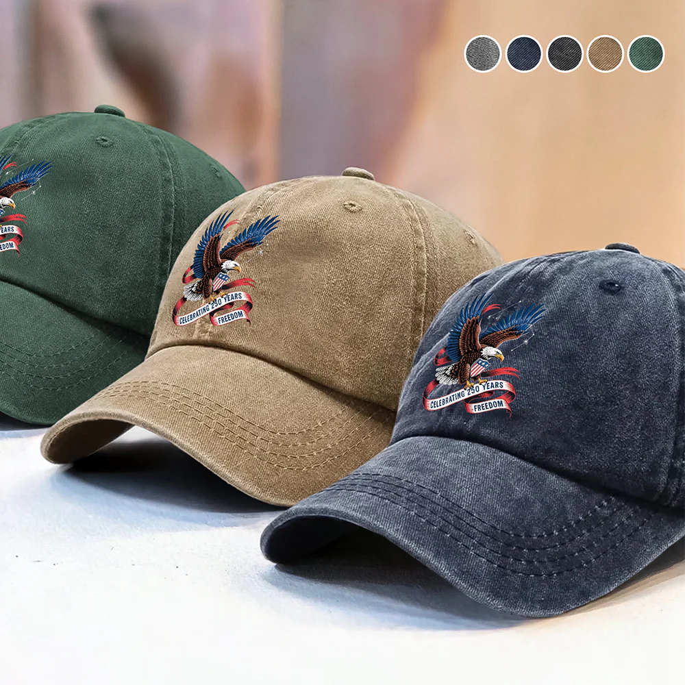 Celebrating 250 Years Freedom Washed Denim Baseball Cap HA75 898872 - Image 5