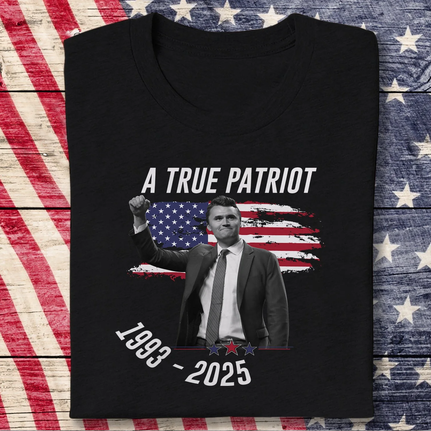 Charlie Kirk - A True Patriot Dark Shirt LM32 65435 - Image 2