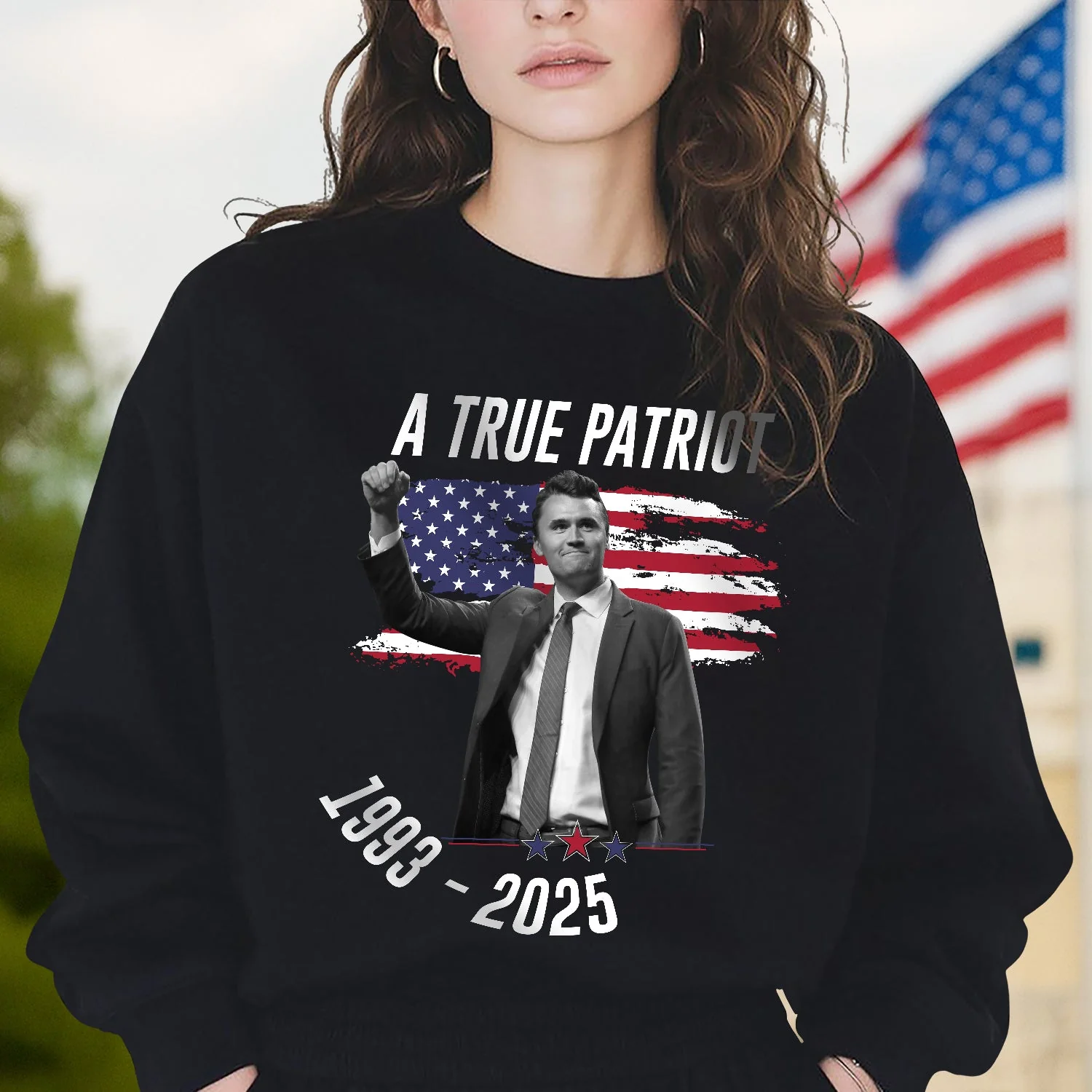 Charlie Kirk - A True Patriot Dark Shirt LM32 65435 - Image 3