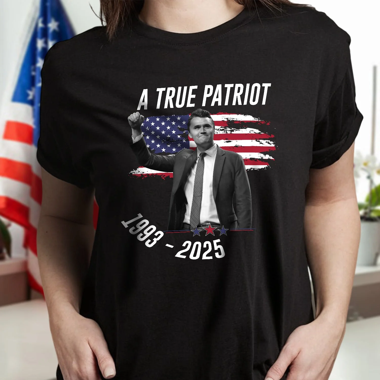 Charlie Kirk - A True Patriot Dark Shirt LM32 65435 - Image 4