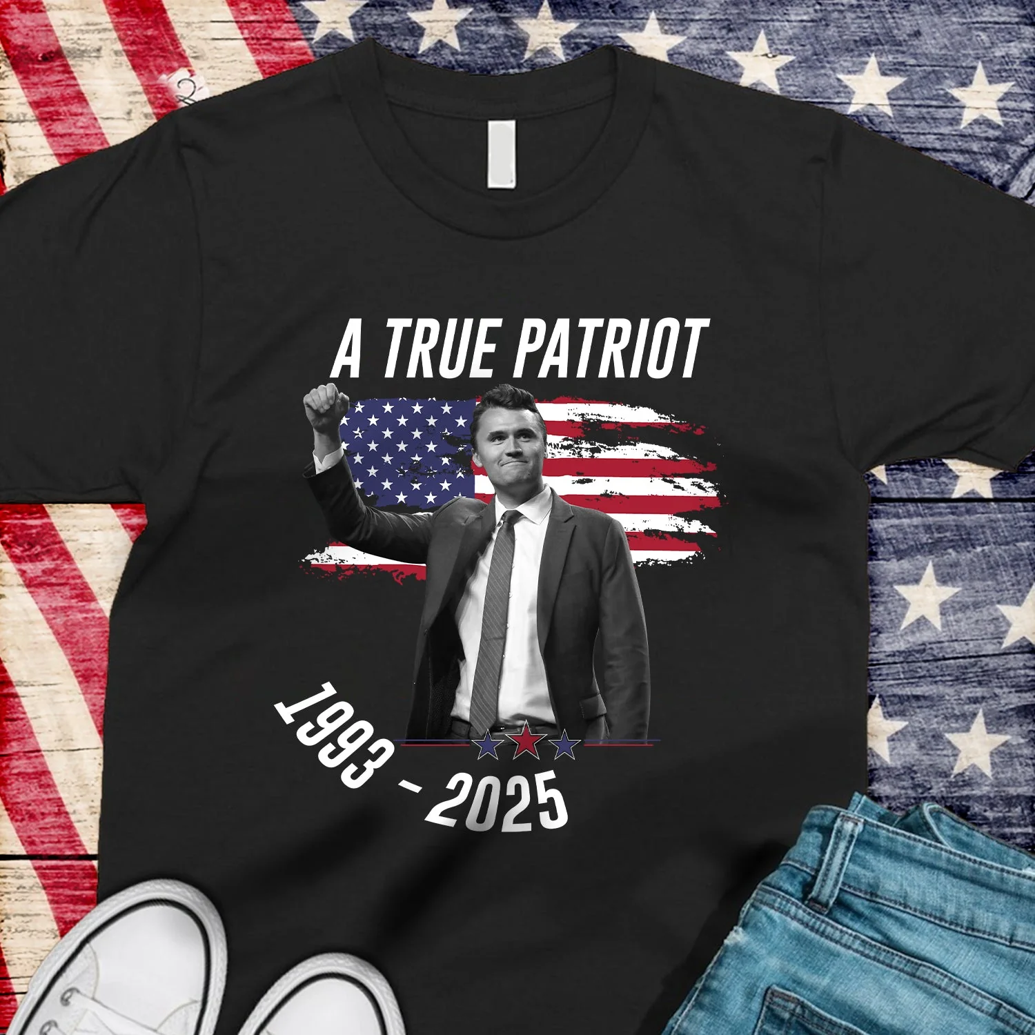Charlie Kirk - A True Patriot Dark Shirt LM32 65435 - Image 5