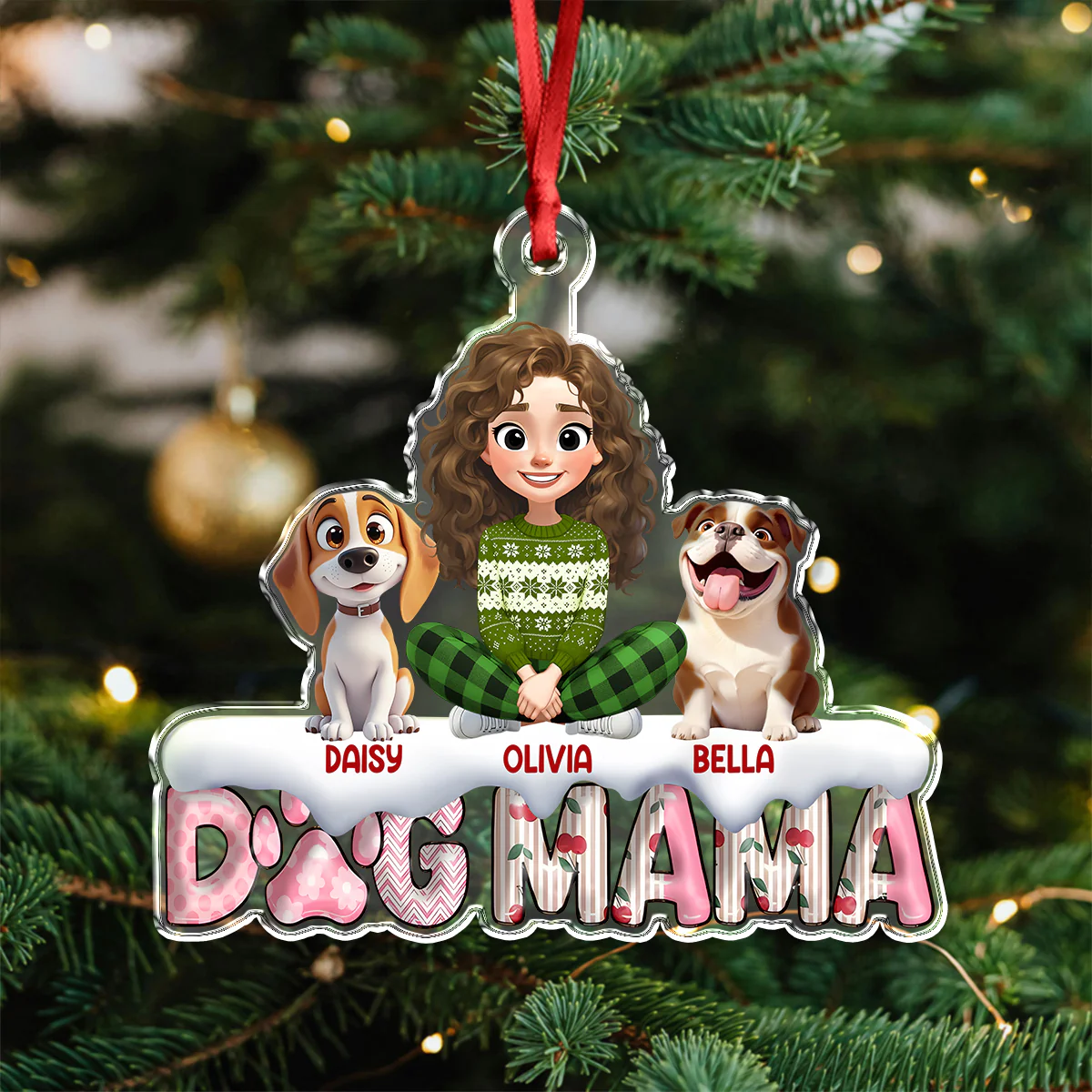 Cherry On Top This Year Dog Mom - Personalized 3D Effect Acrylic Ornament LM32 897179 - Image 2