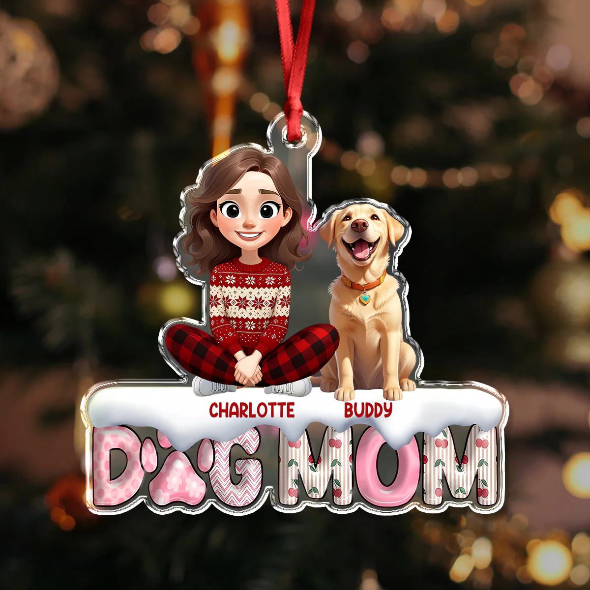 Cherry On Top This Year Dog Mom - Personalized 3D Effect Acrylic Ornament LM32 897179 - Image 6
