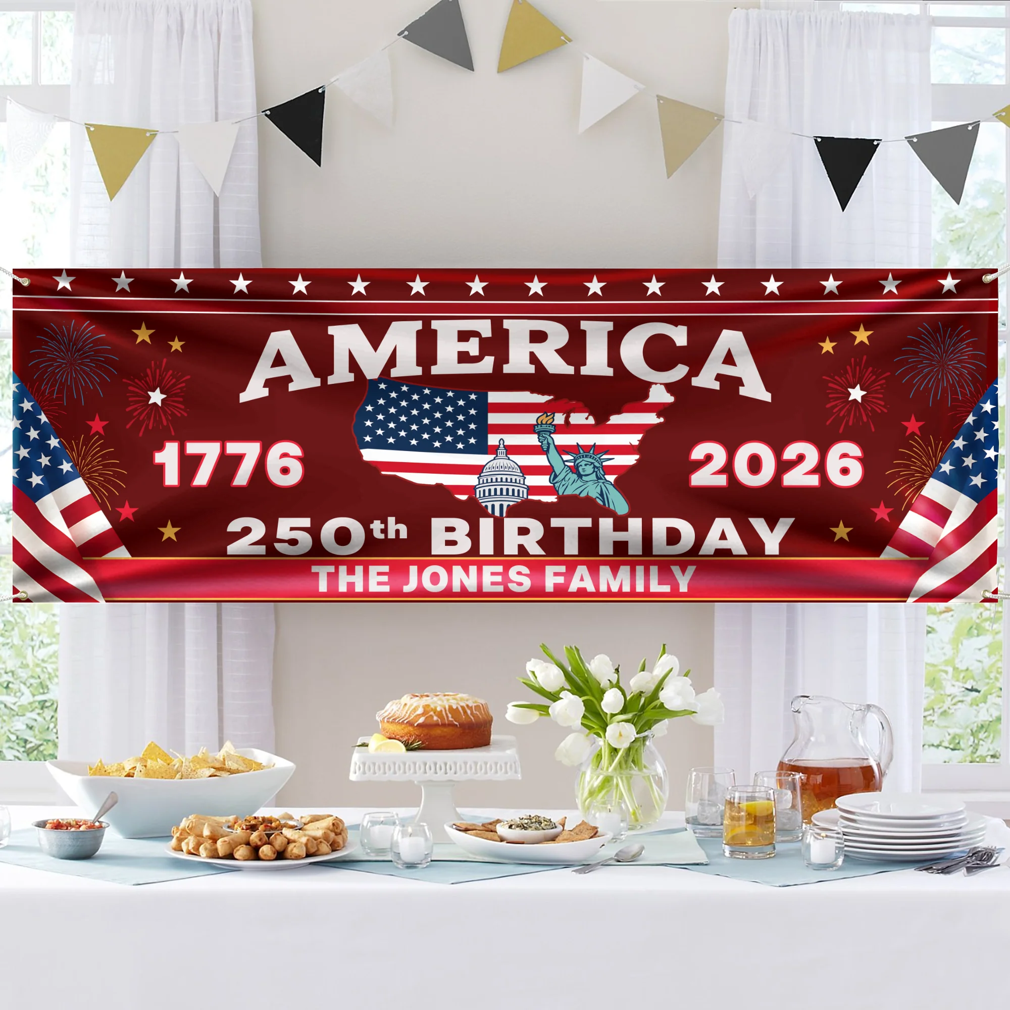 Custom 250th Anniversary America Banner 1776-2026, USA Patriotic Garden Flag, Independence Day Party Decor LM32 669279 - Image 3