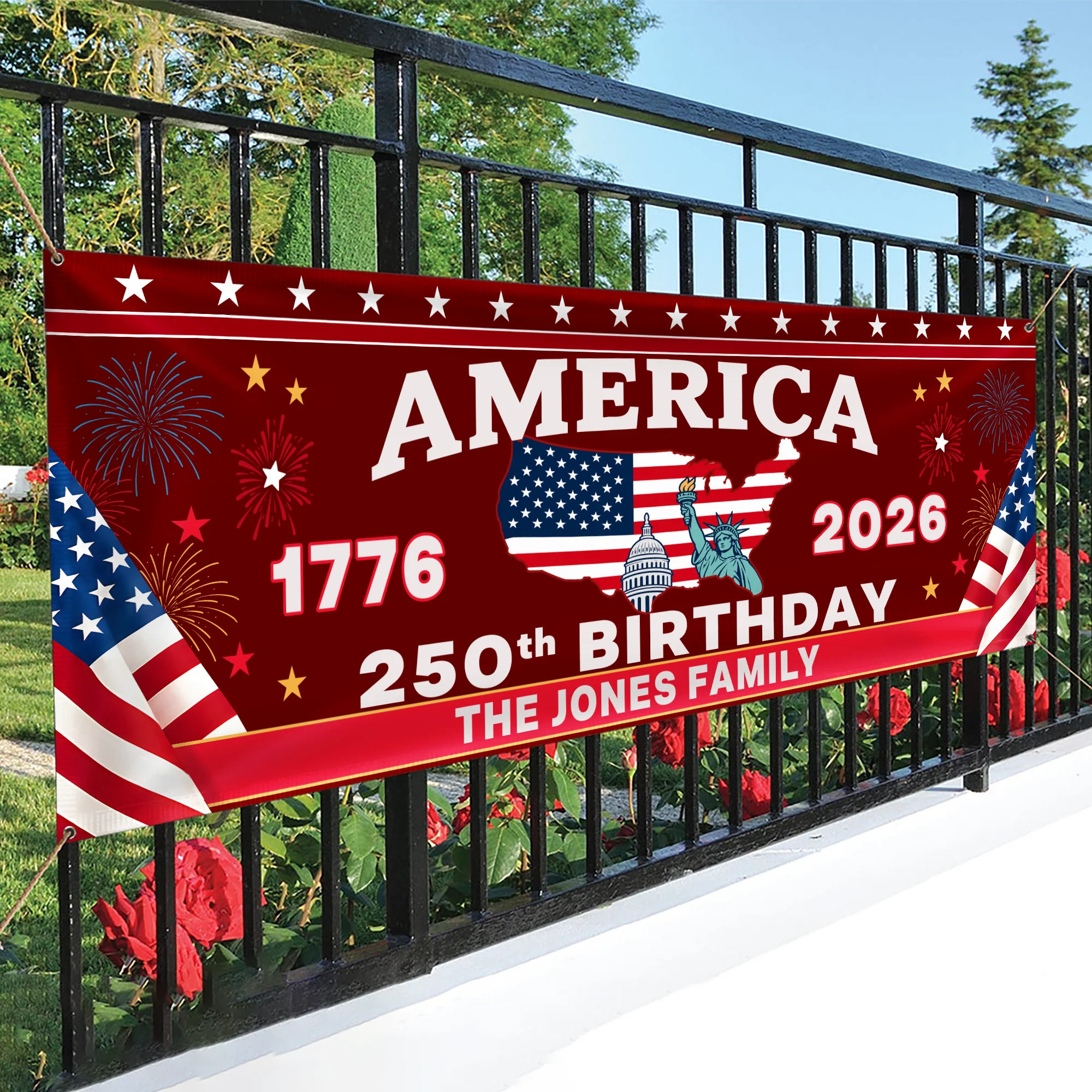 Custom 250th Anniversary America Banner 1776-2026, USA Patriotic Garden Flag, Independence Day Party Decor LM32 669279 - Image 4