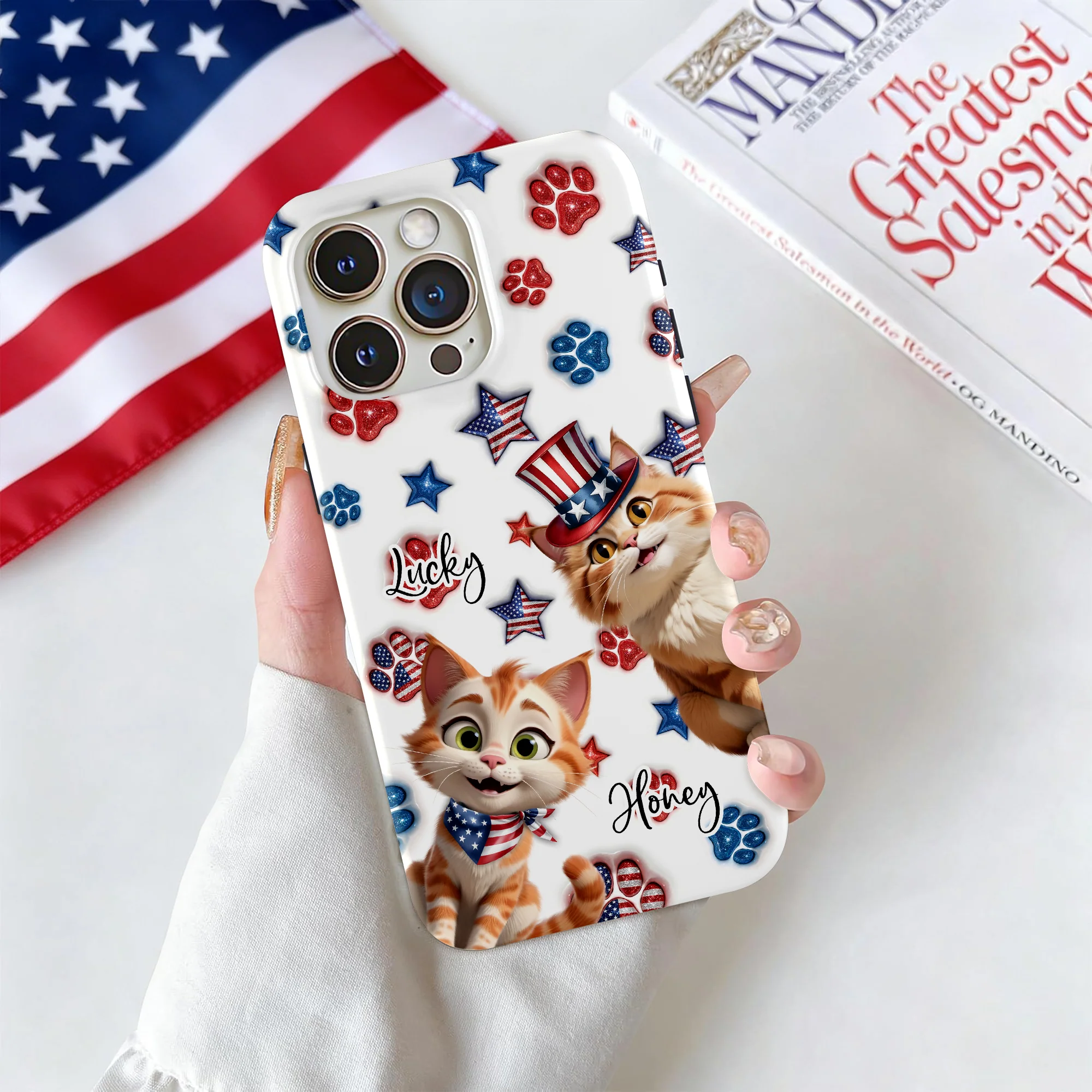 Custom 3D Cat US Flag Personalized Phone Case HA75 920322 - Image 2
