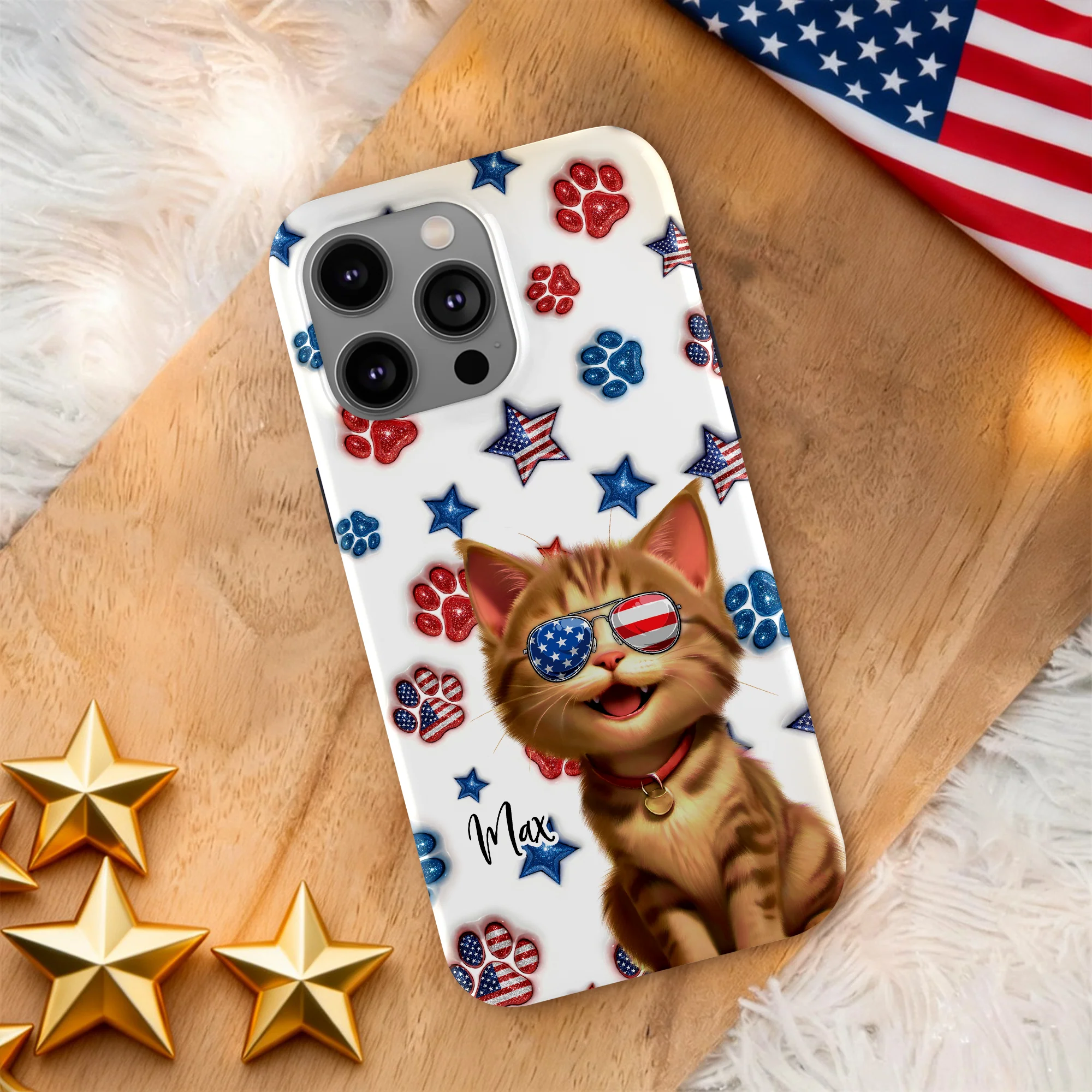 Custom 3D Cat US Flag Personalized Phone Case HA75 920322 - Image 3