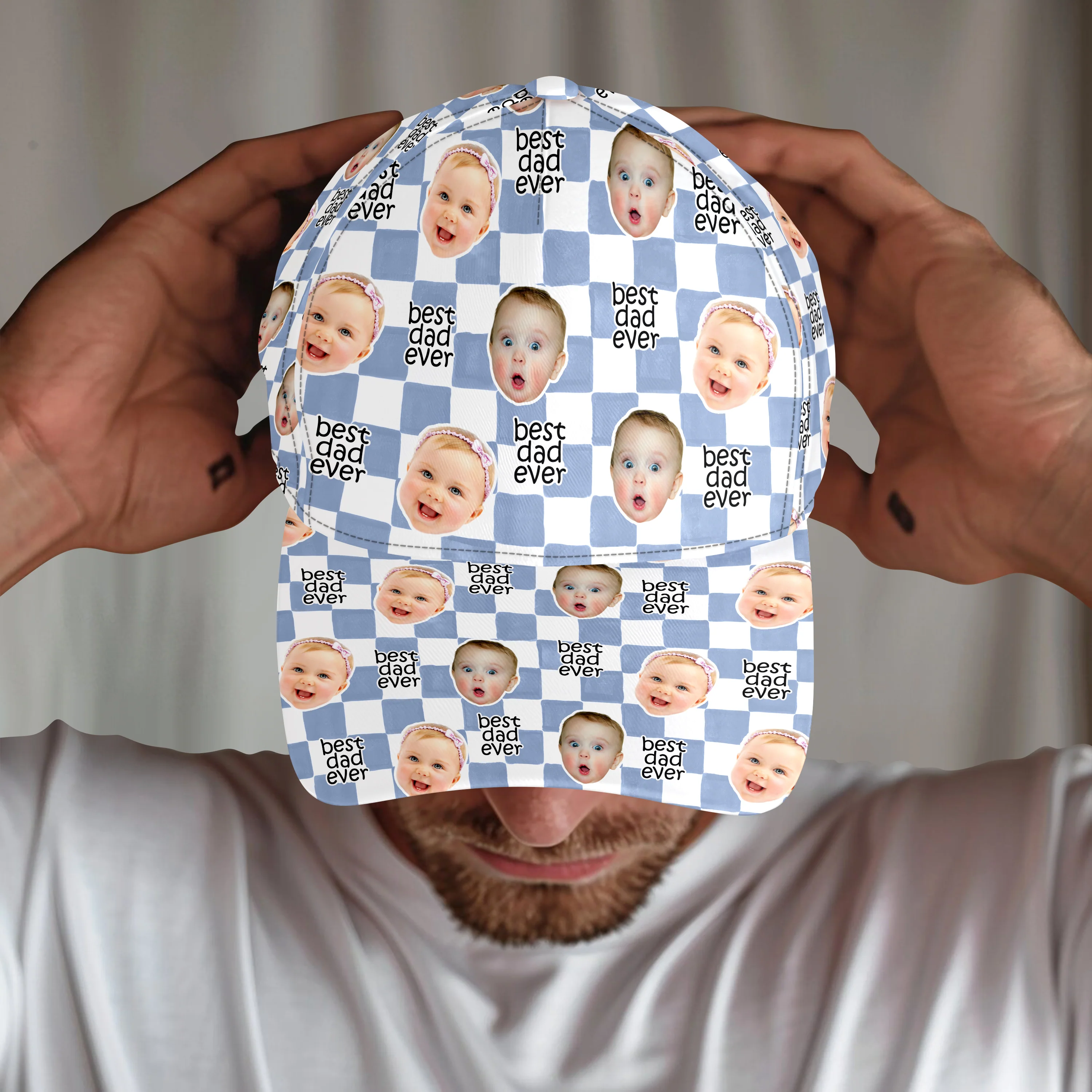 Custom Baby Face Best Dad, Mom Ever Classic Cap - Personalized Gift for Parents LM32 669017 - Image 3
