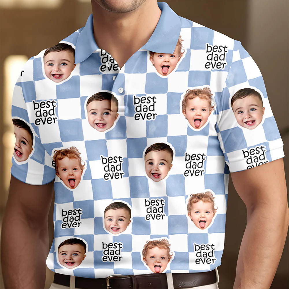 Custom Baby Face Best Dad, Mom Ever Polo Shirt HA75 921456 - Image 2