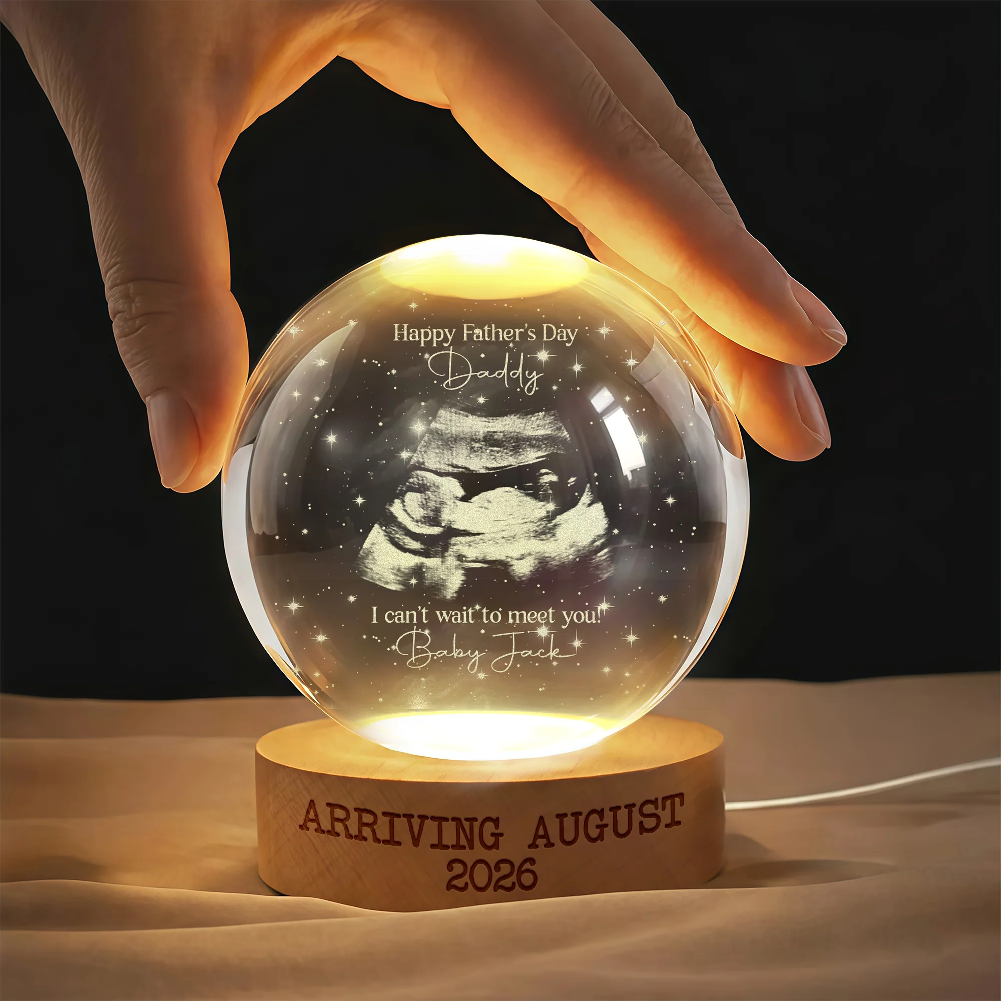 Custom Baby Ultrasound Photo Crystal Ball LED Night Light Gift for Dad, Pregnancy Announcement Keepsake, New Dad Gift LM32 669105 - Image 3