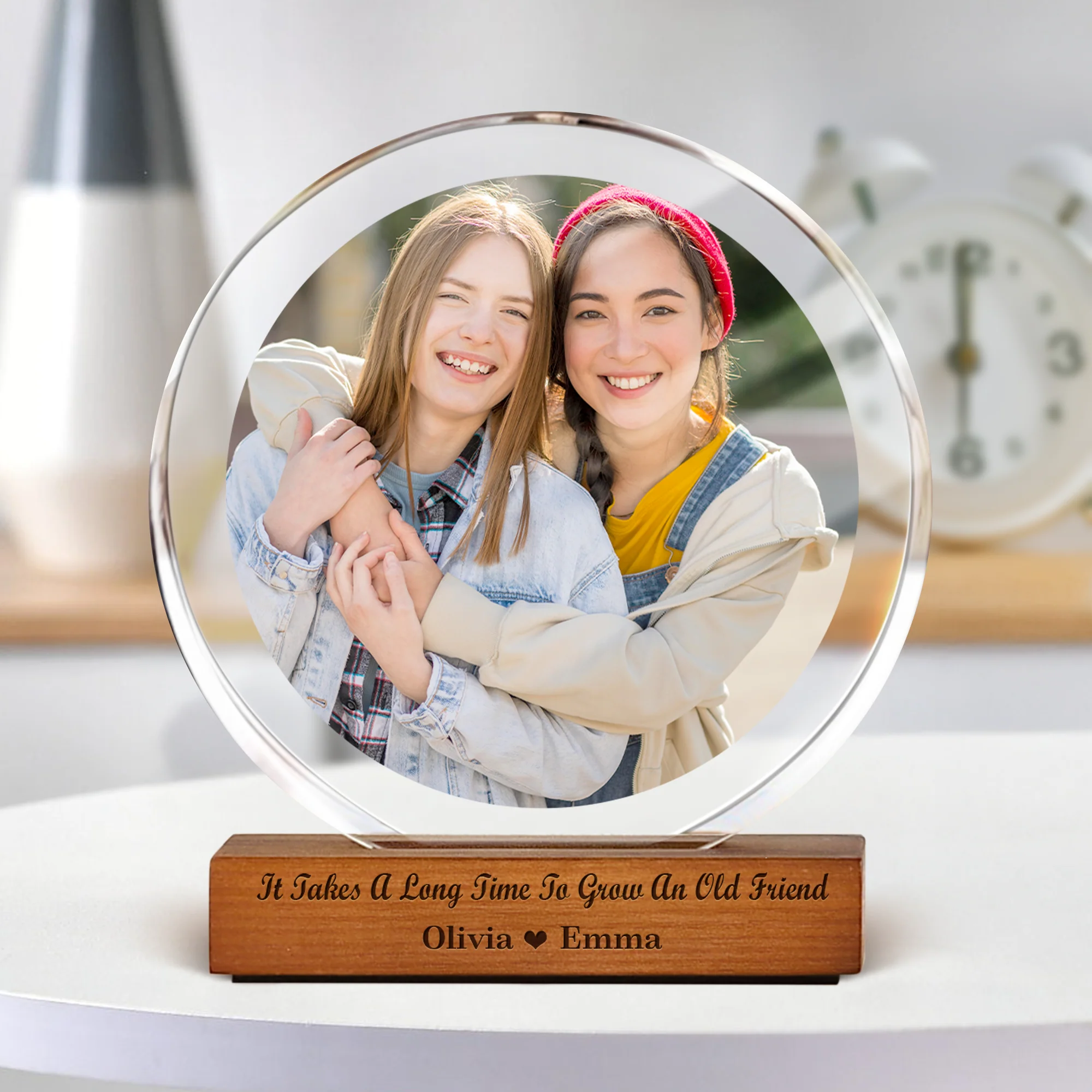 Custom Besties Photo Round Acrylic Frame Block Gift For Sister Besties BFF CH07 896054 - Image 2
