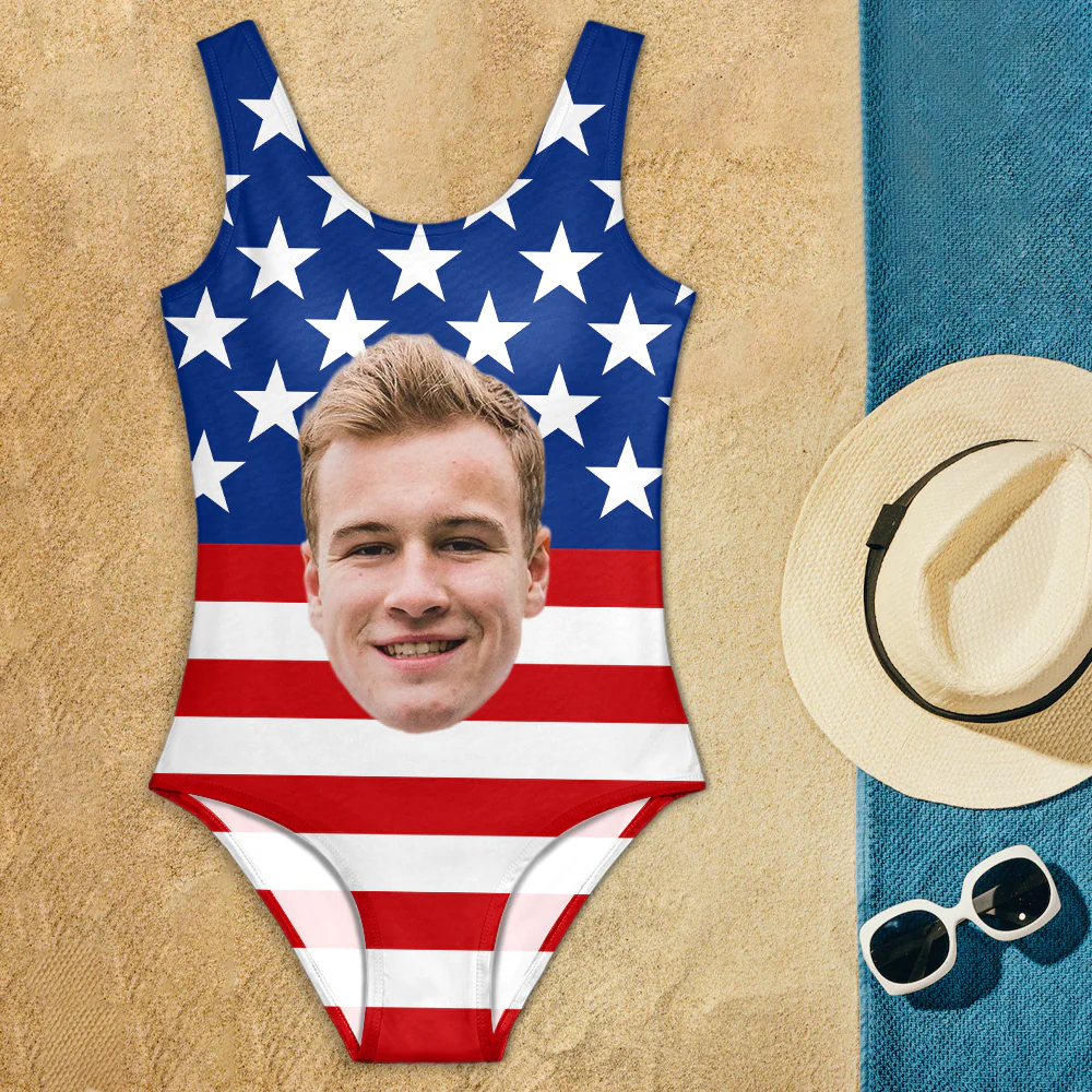 Custom Big Face American Flag Swimsuit Personalized Funny Independence Day Gift CH07 896106 - Image 5