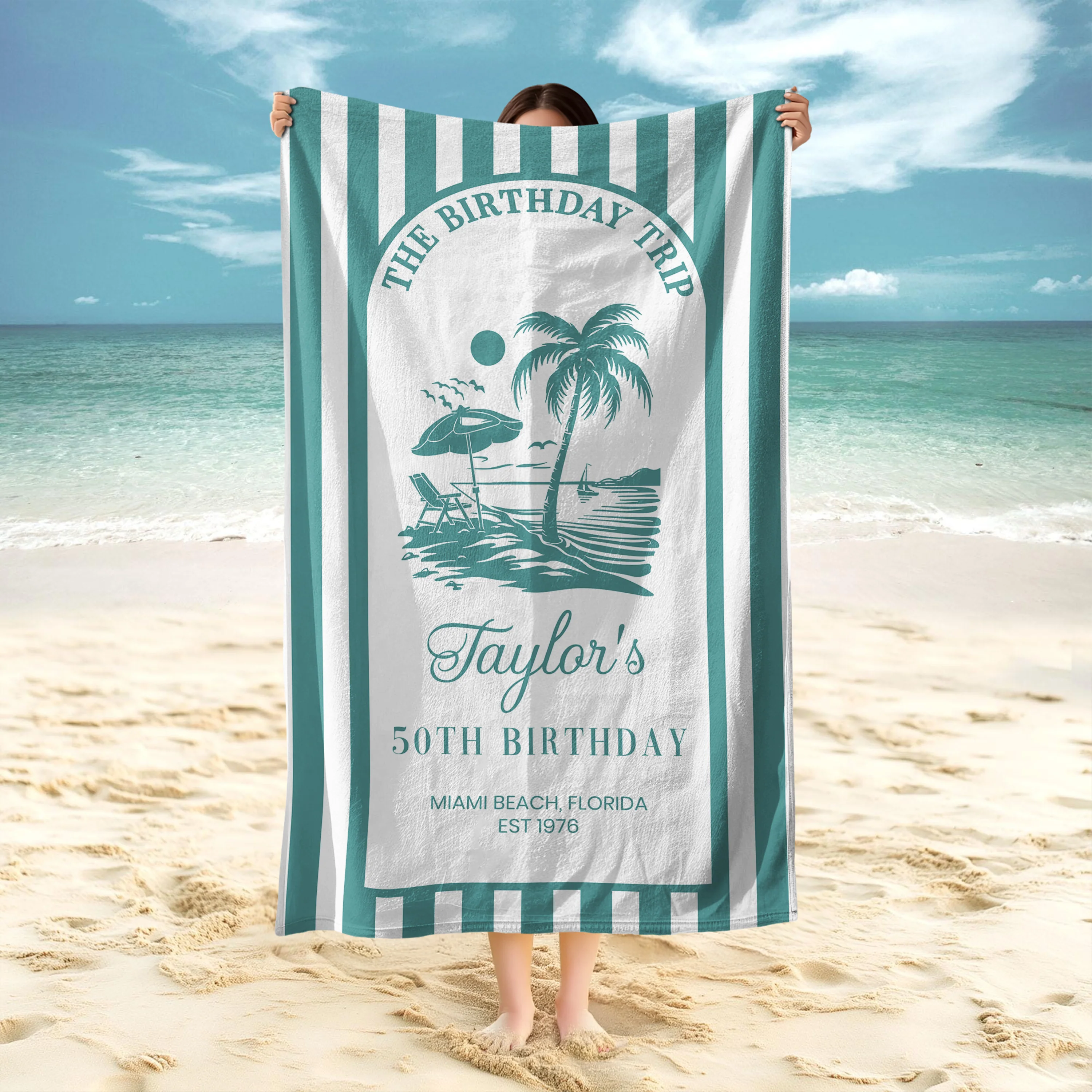 Custom Birthday Trip Beach Towel – Personalized Coastal Vacation Towel, Birthday Gift for Mom LM32 899667 - Image 2
