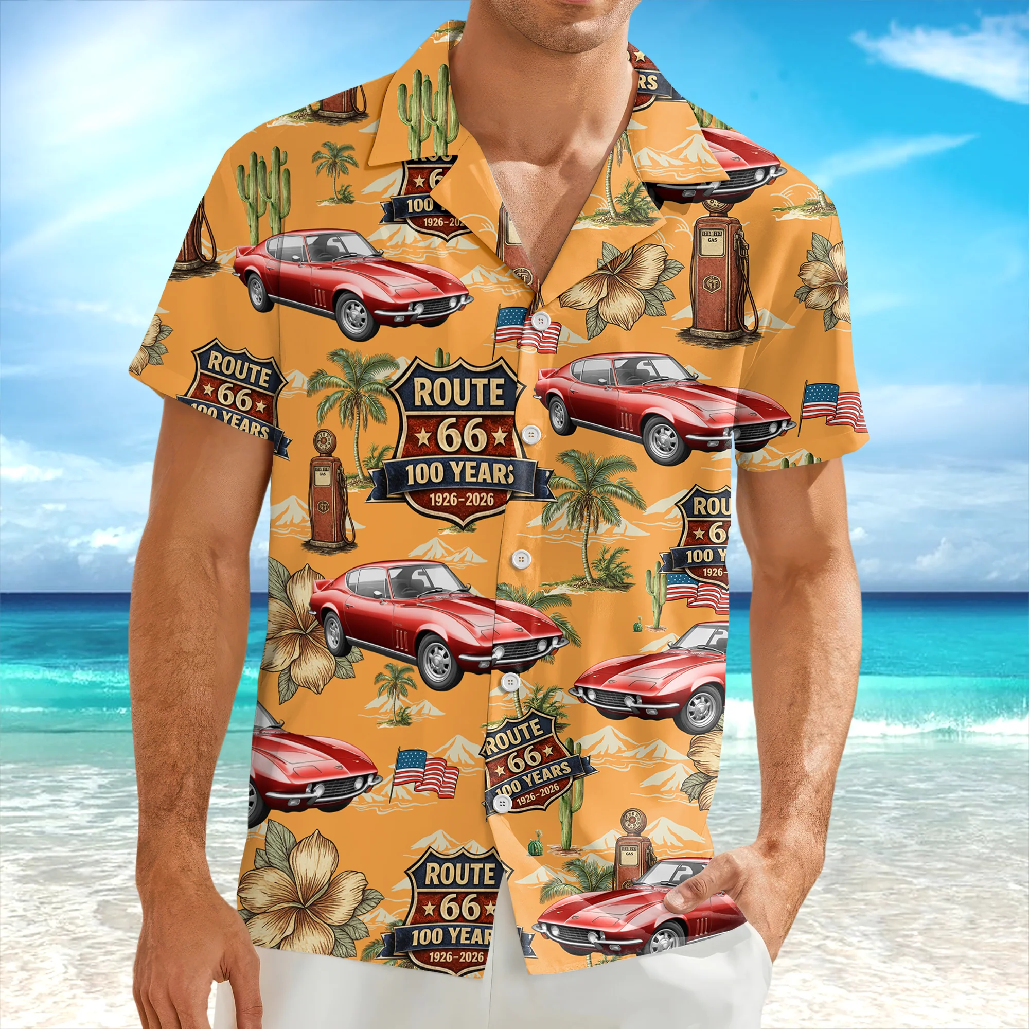 Custom Car Photo 100 Year Of Route 66 1926-2026 Hawaii Shirt CH07 910582 - Image 2