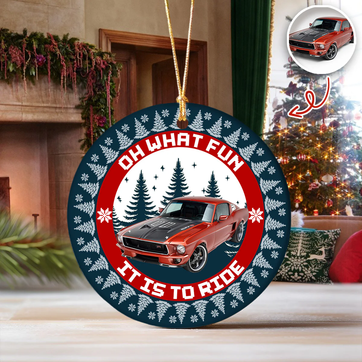 Custom Car Photo Oh What Fun It Is To Ride Ceramic Ornament Gift For Men, Car Lovers HA75 897654 - Image 8