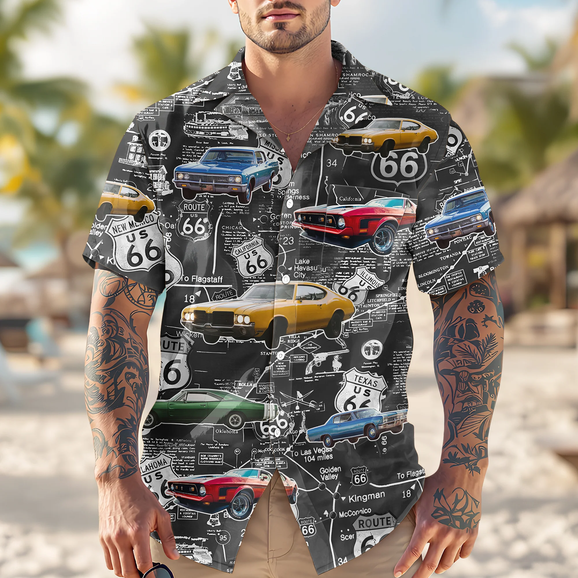 Custom Car Photo Retro Style Hawaiian Shirt HO82 894430 - Image 2