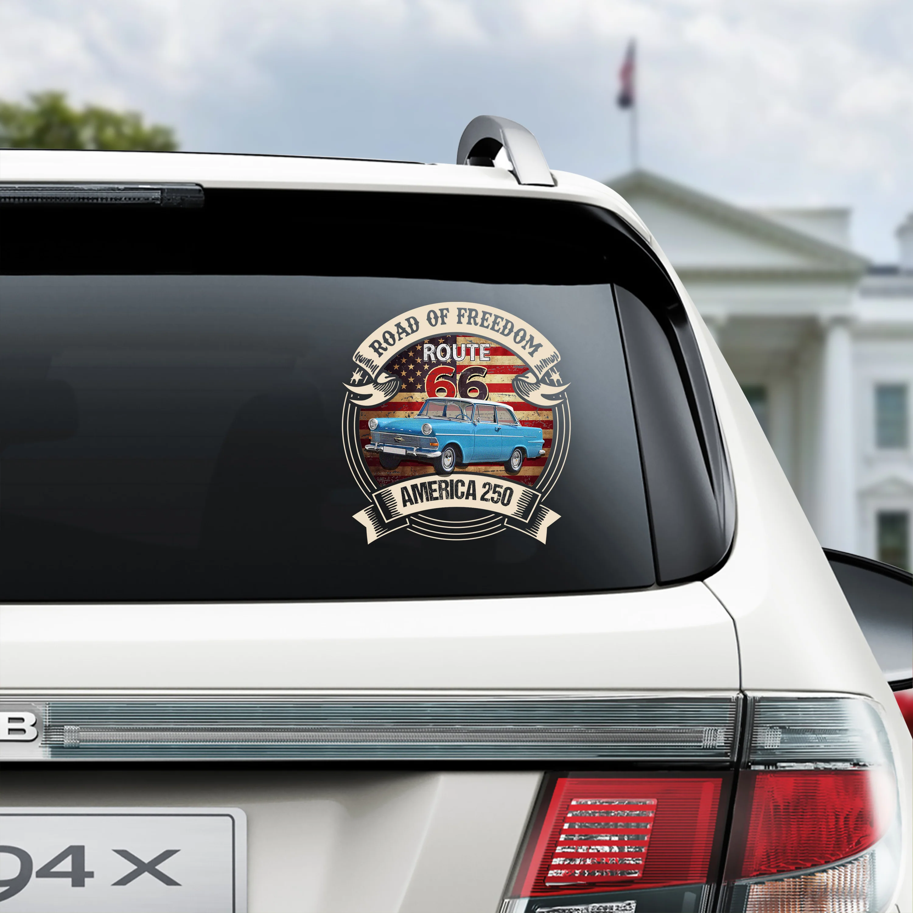 Custom Car  Photo Route 66 Road Of Freedom American 250 Car Window Decal Sticker TH10 898501 - Image 3