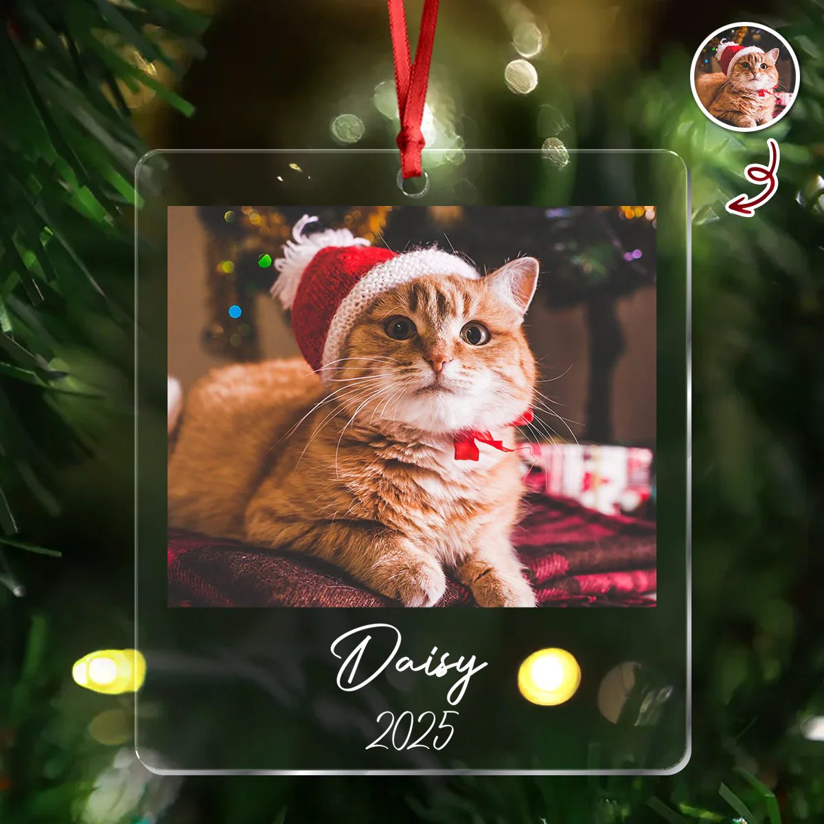 Custom Cat Photo Acrylic Ornament Christmas Gift For Cat Lovers LM32 895771 - Image 3