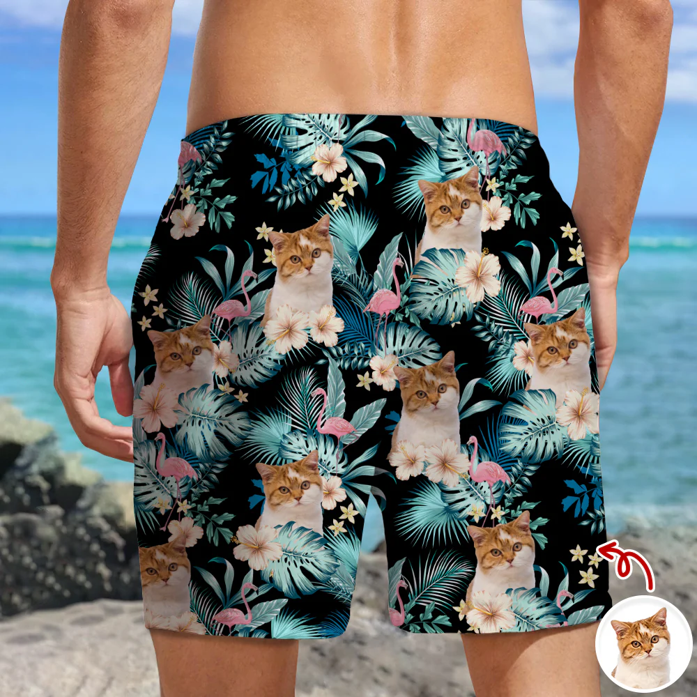Custom Cat Photo Tropical Vacation Aloha Beach Short Gift For Cat Lover HO82 902646 - Image 4