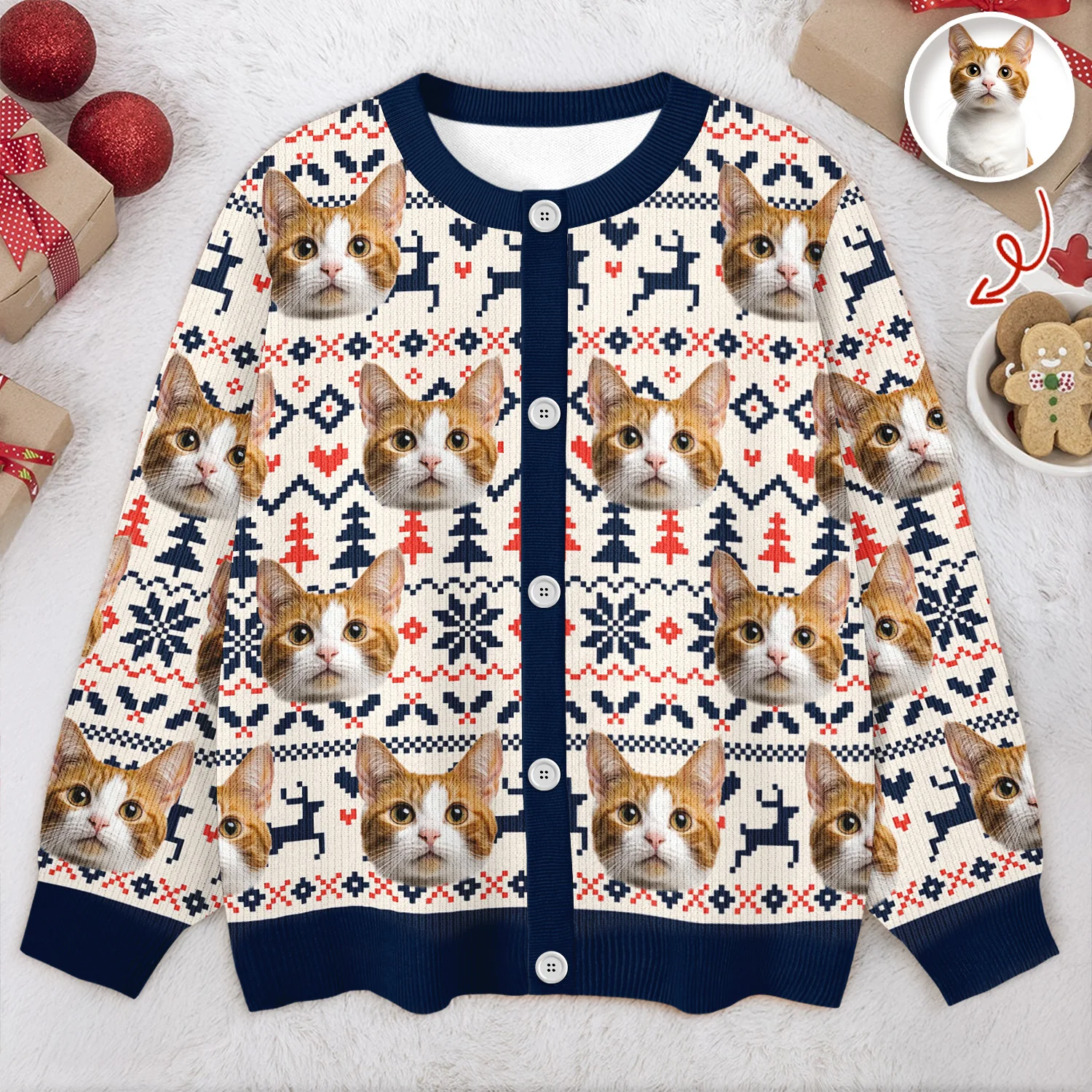 Custom Cat Photo Ugly Cardigan Gift For Cat Lovers LM32 897127 - Image 3