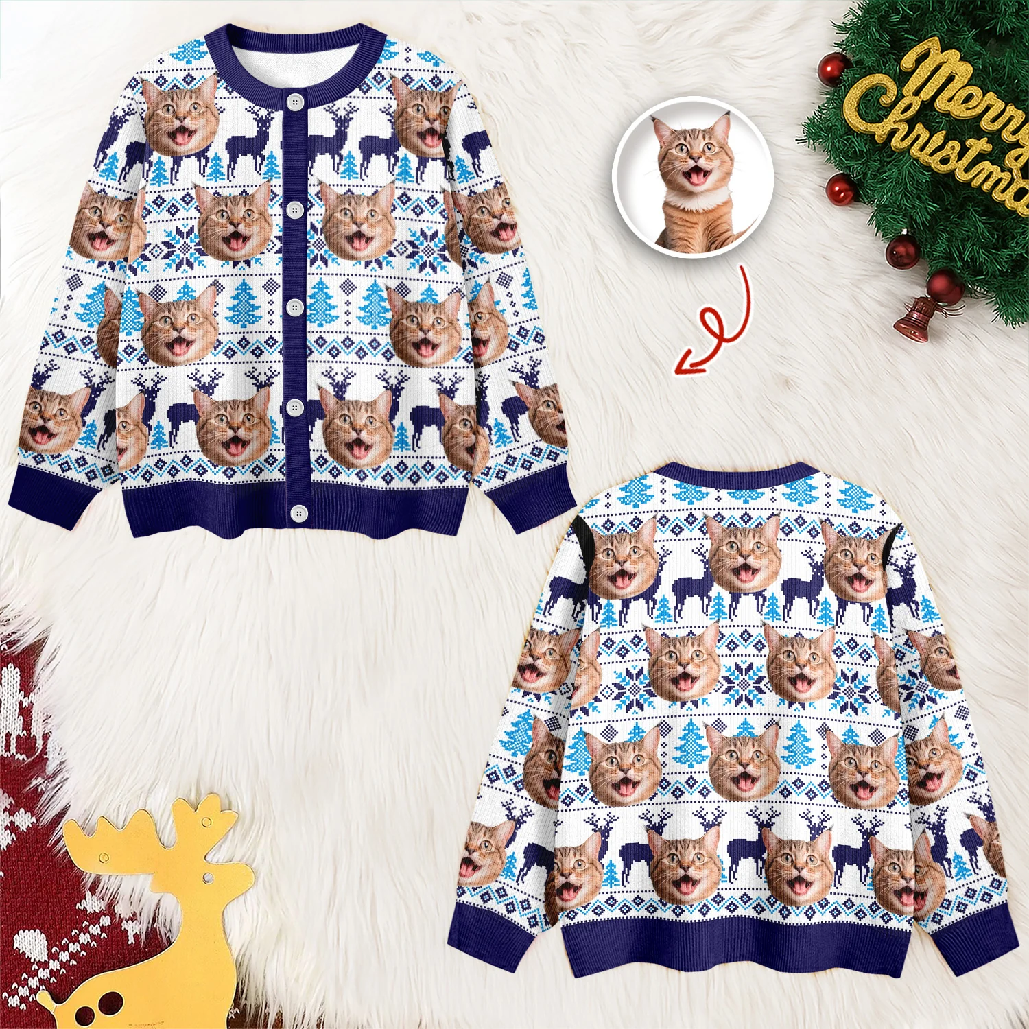 Custom Cat Photo Ugly Cardigan Gift For Cat Lovers LM32 897127 - Image 4