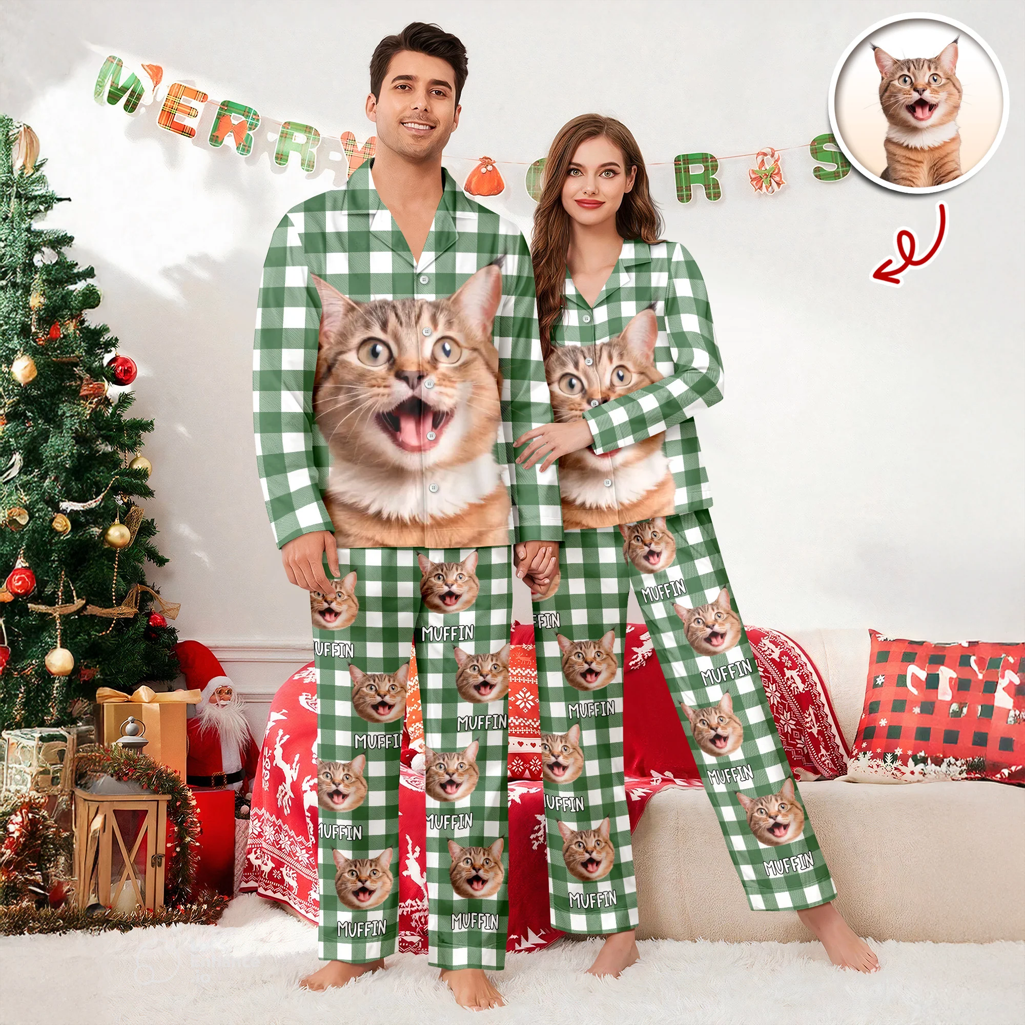 Custom Cat Photo Winter Pattern Pajamas Funny Gift For Cat Lovers CH07 896946 - Image 4