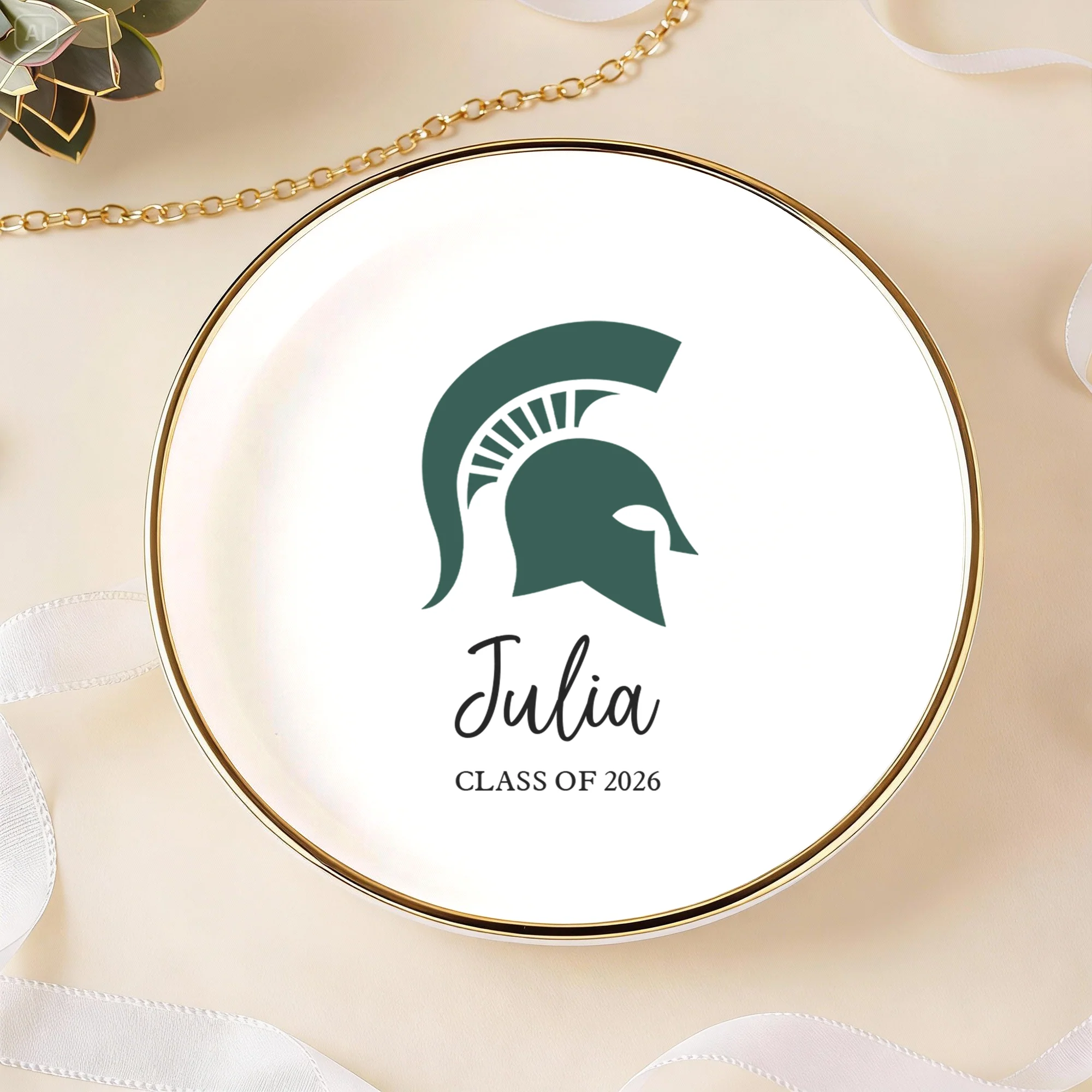 Custom College Logo Graduation Class Of 2026 Jewelry Ring Dish LM32 899407 - Image 3