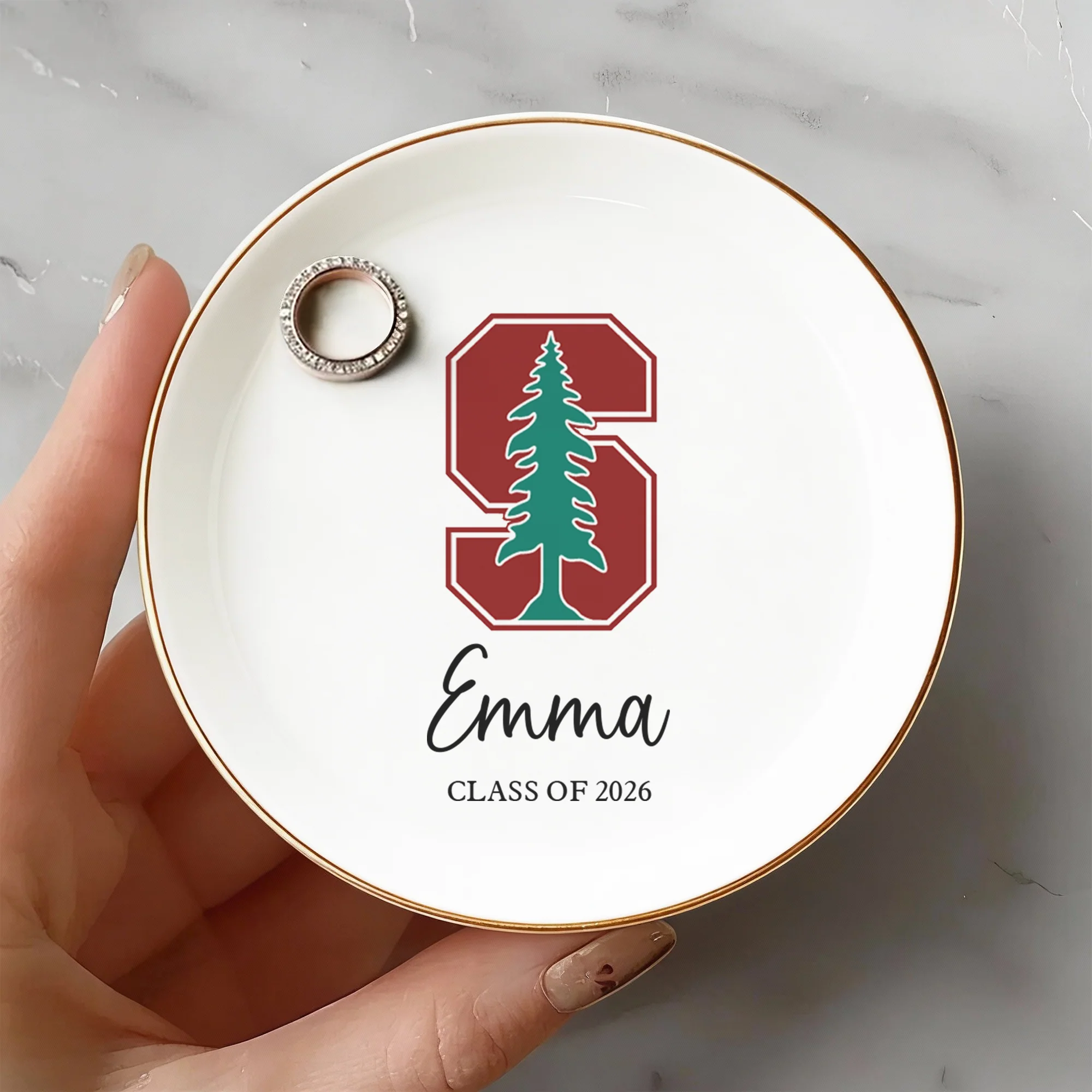 Custom College Logo Graduation Class Of 2026 Jewelry Ring Dish LM32 899407 - Image 6