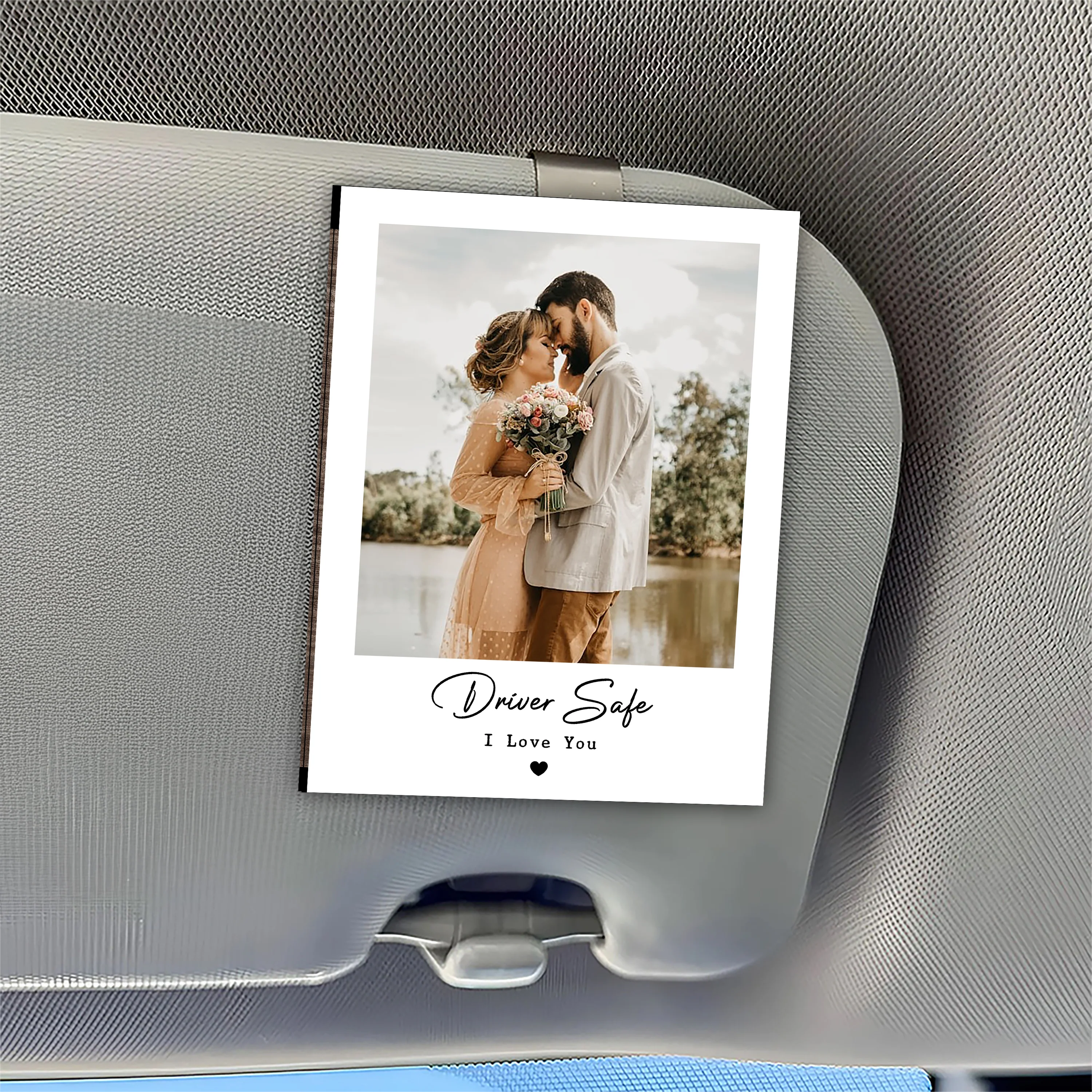 Custom Couple Photo Drive Safe I Love You 2 Layered Car Visor Clip TH10 898045 - Image 3