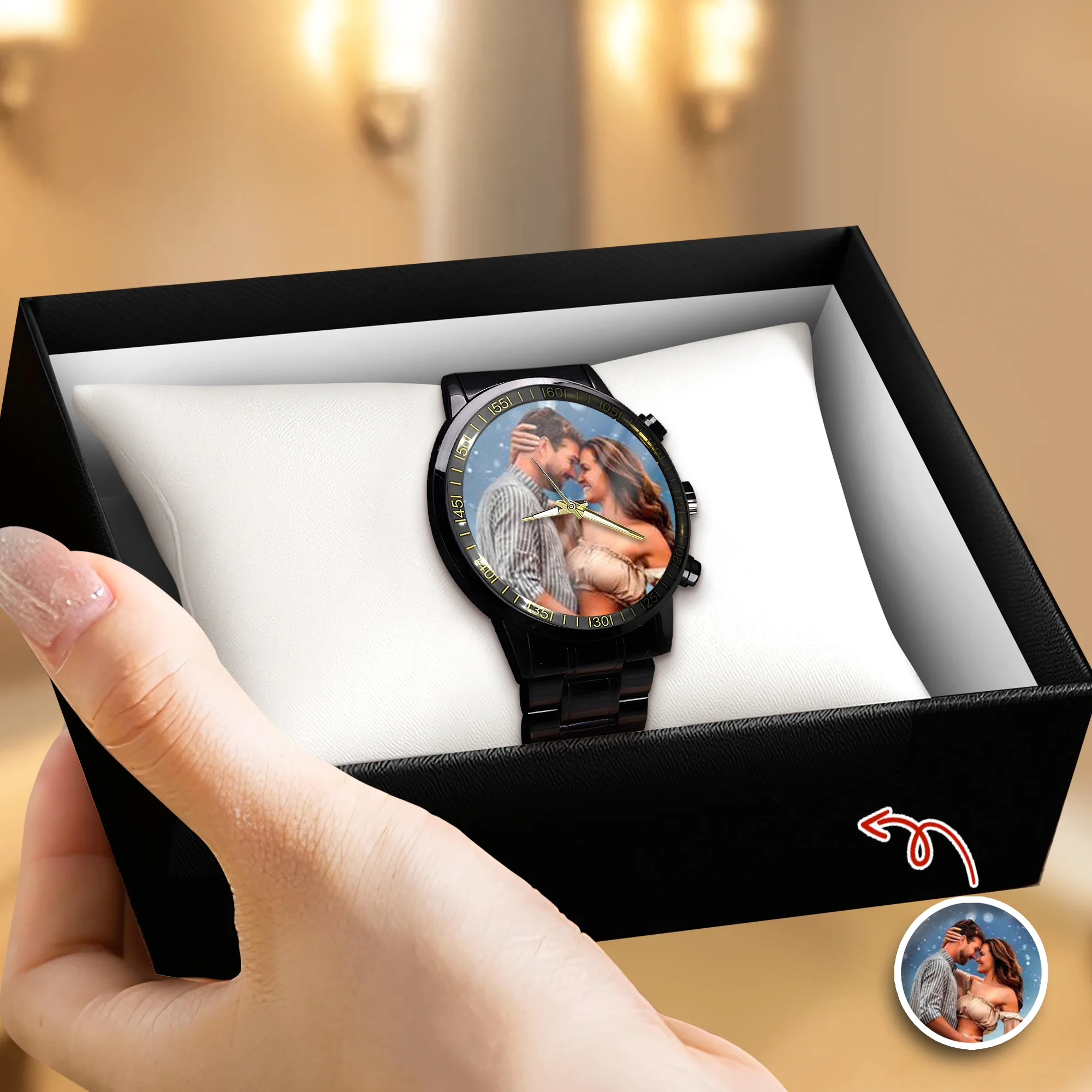 Custom Couple Photo Men's Wrist Watch Gift For Boyfriend, Husband TH10 898451 - Image 2