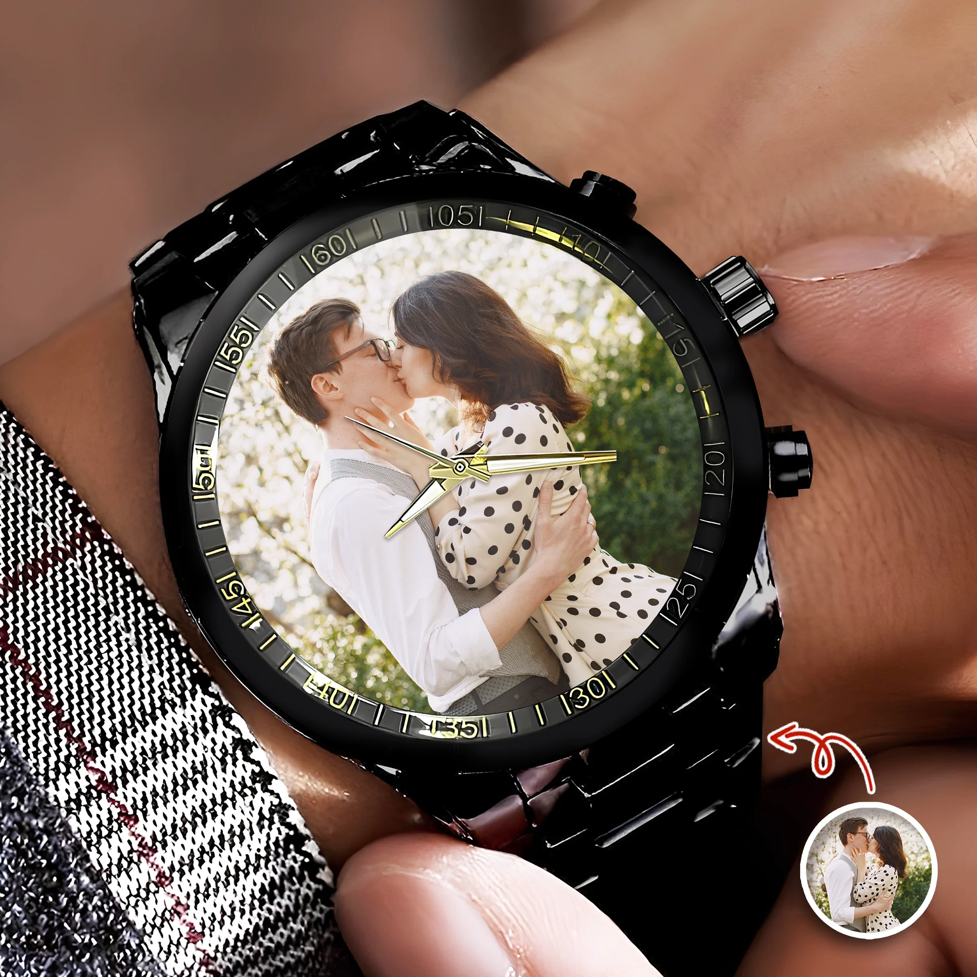 Custom Couple Photo Men's Wrist Watch Gift For Boyfriend, Husband TH10 898451 - Image 5