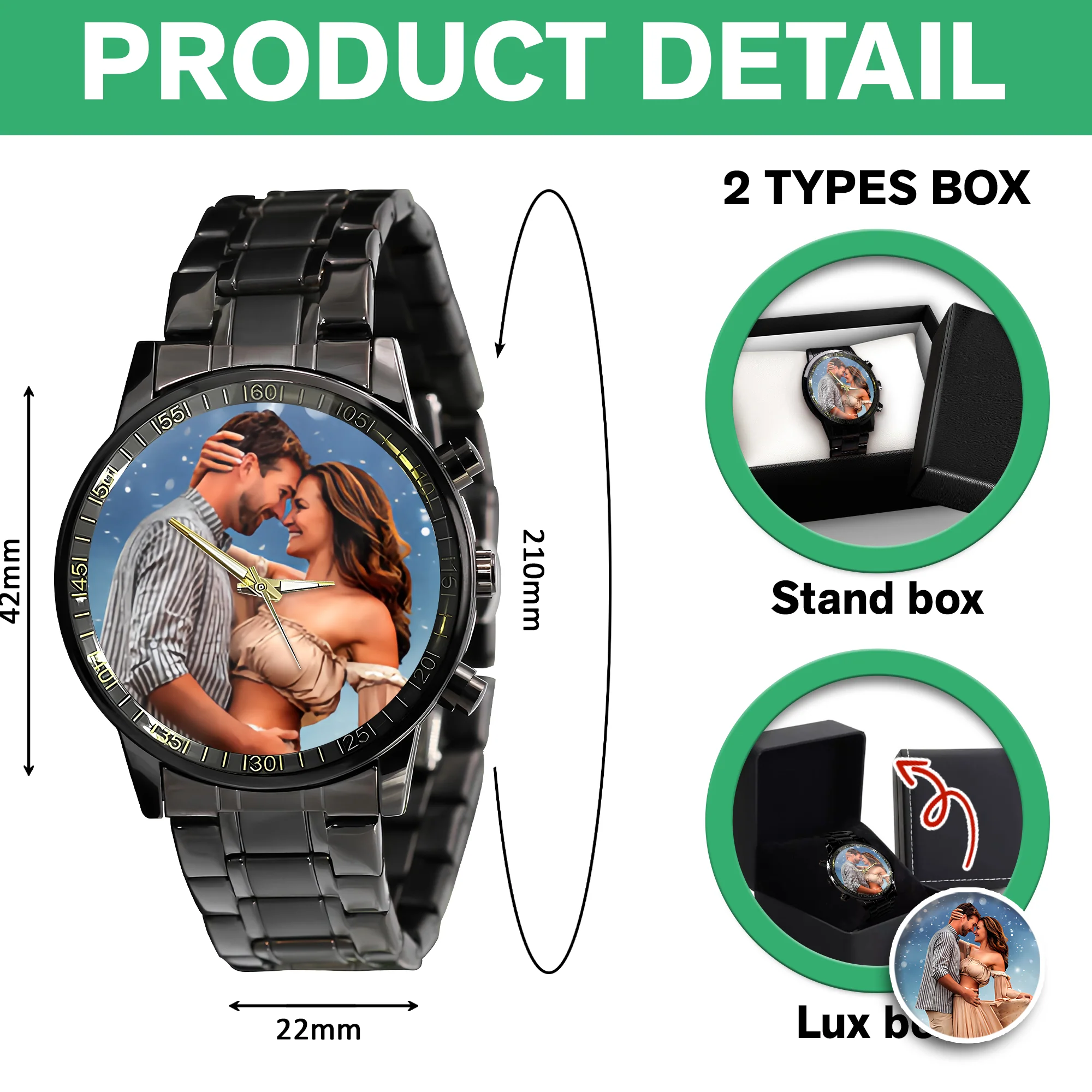Custom Couple Photo Men's Wrist Watch Gift For Boyfriend, Husband TH10 898451 - Image 7