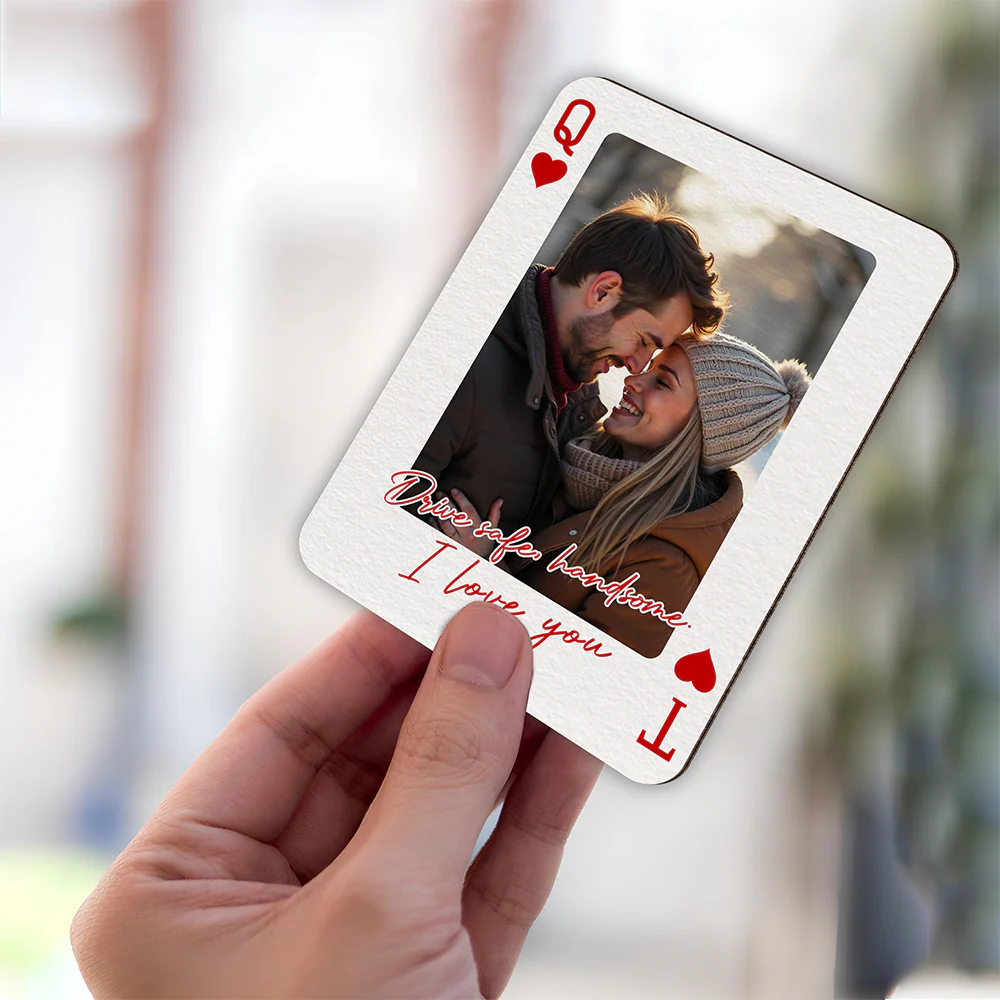 Custom Couples Photo King & Queen Drive Safe I Love You Personalized Wooden Photo Car Visor Clip HA75 898844 - Image 8