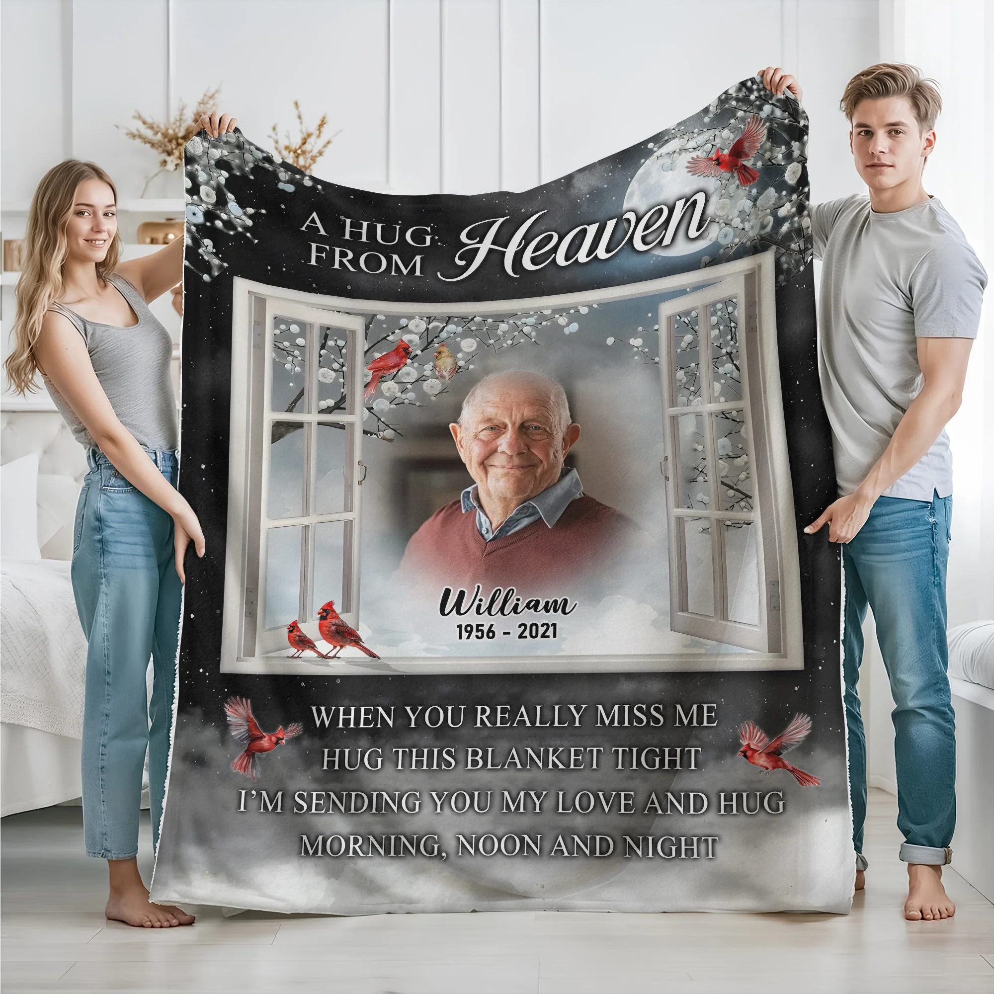 Custom Dad Mom Photo A Hug From Heaven Memorial Blanket CH07 896458 - Image 3