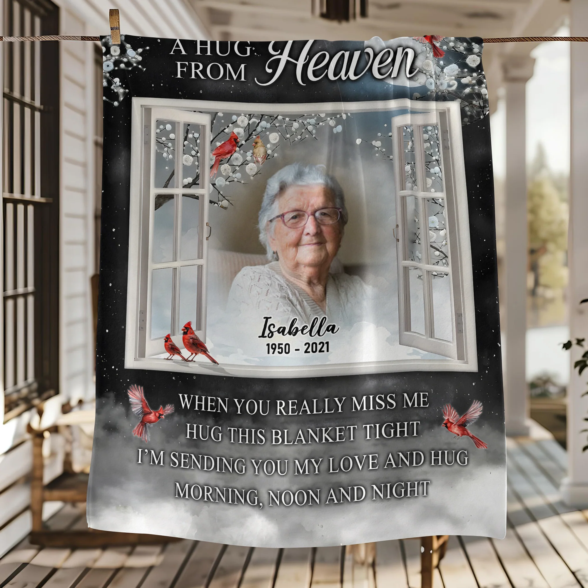 Custom Dad Mom Photo A Hug From Heaven Memorial Blanket CH07 896458 - Image 4