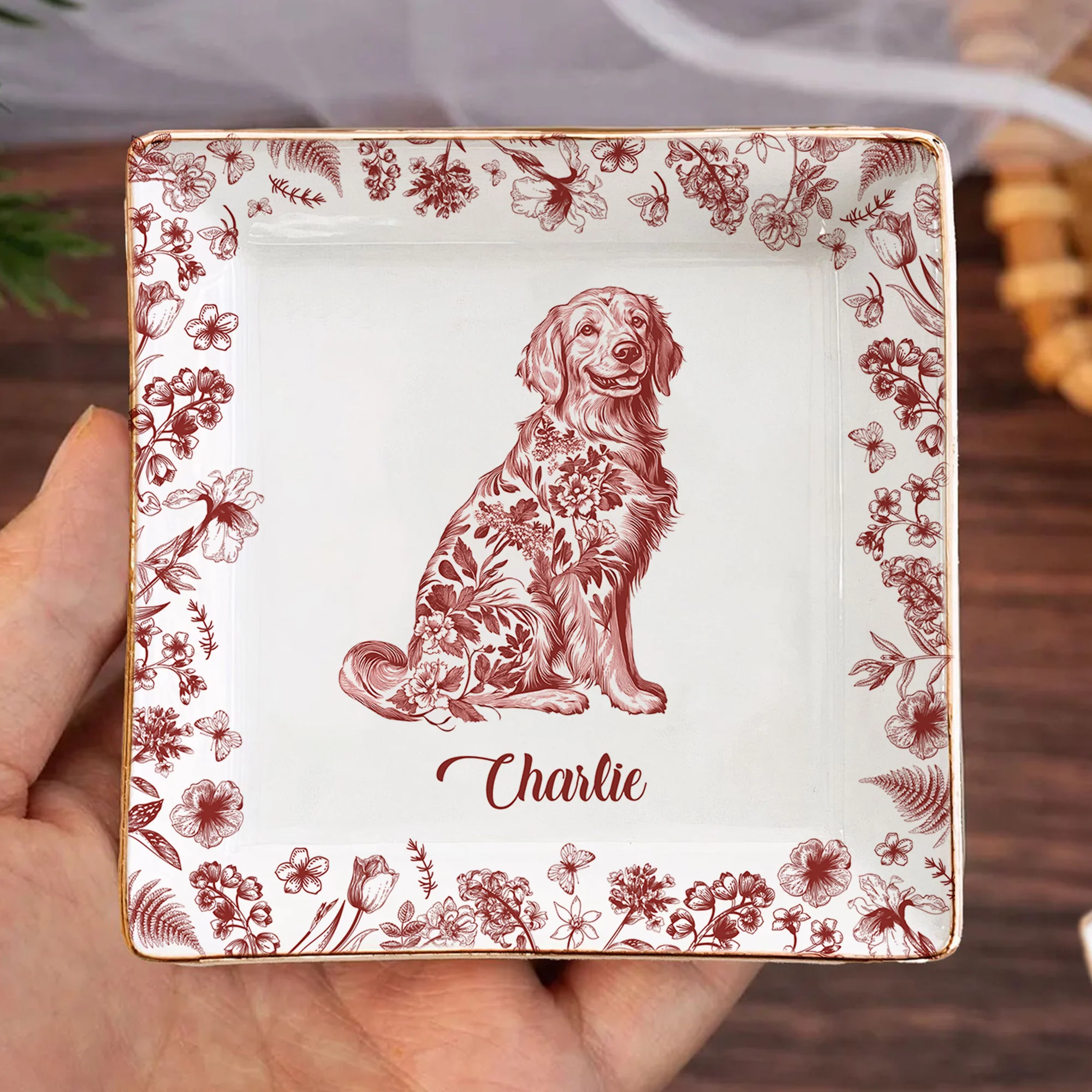 Custom Dog Breeds Chinoiserie Toile De Jouy Style - Personalized Jewelry Dish HA75 892704 - Image 8