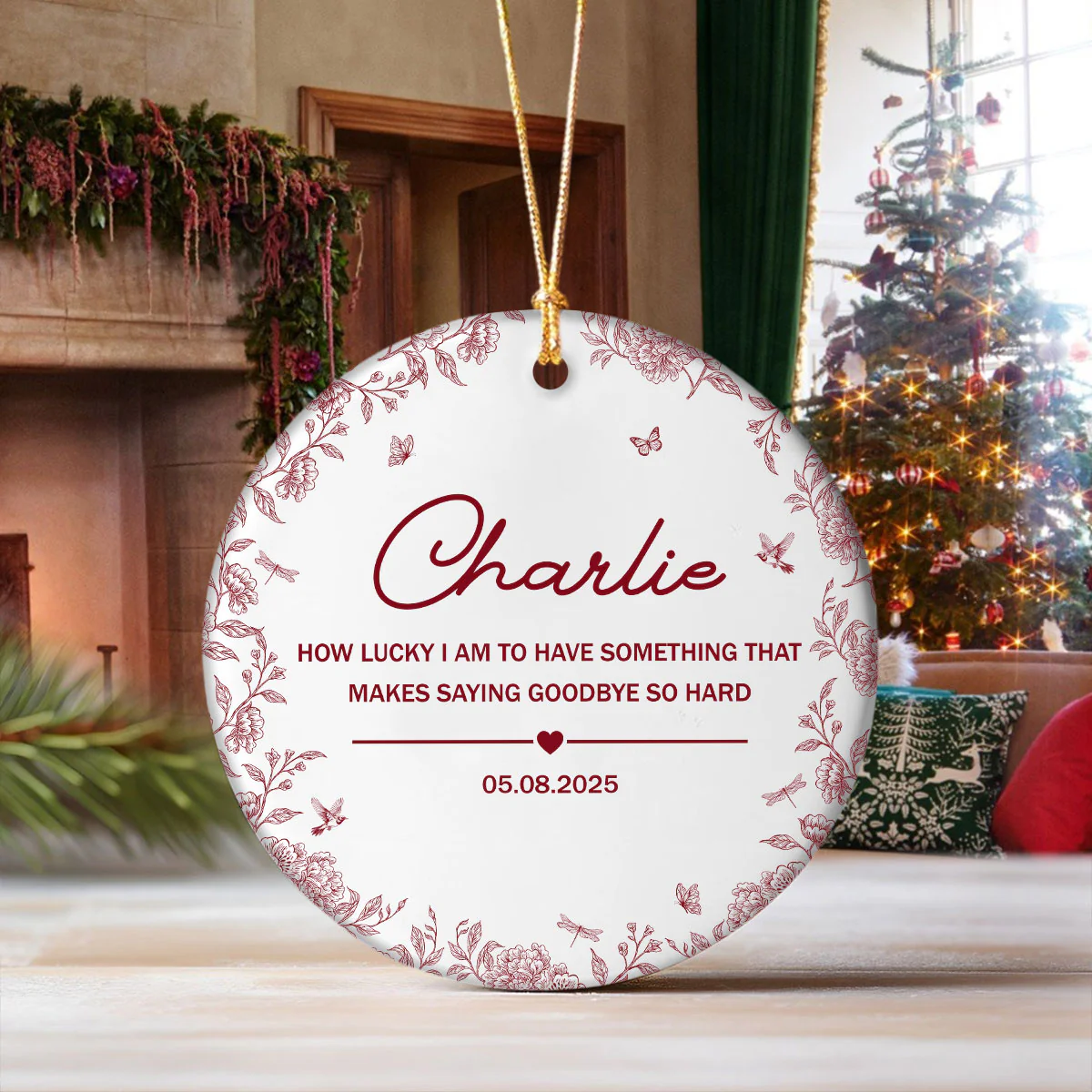 Custom Dog Breeds Toile De Jouy Style Memorial Ceramic Ornament HA75 897480 - Image 5