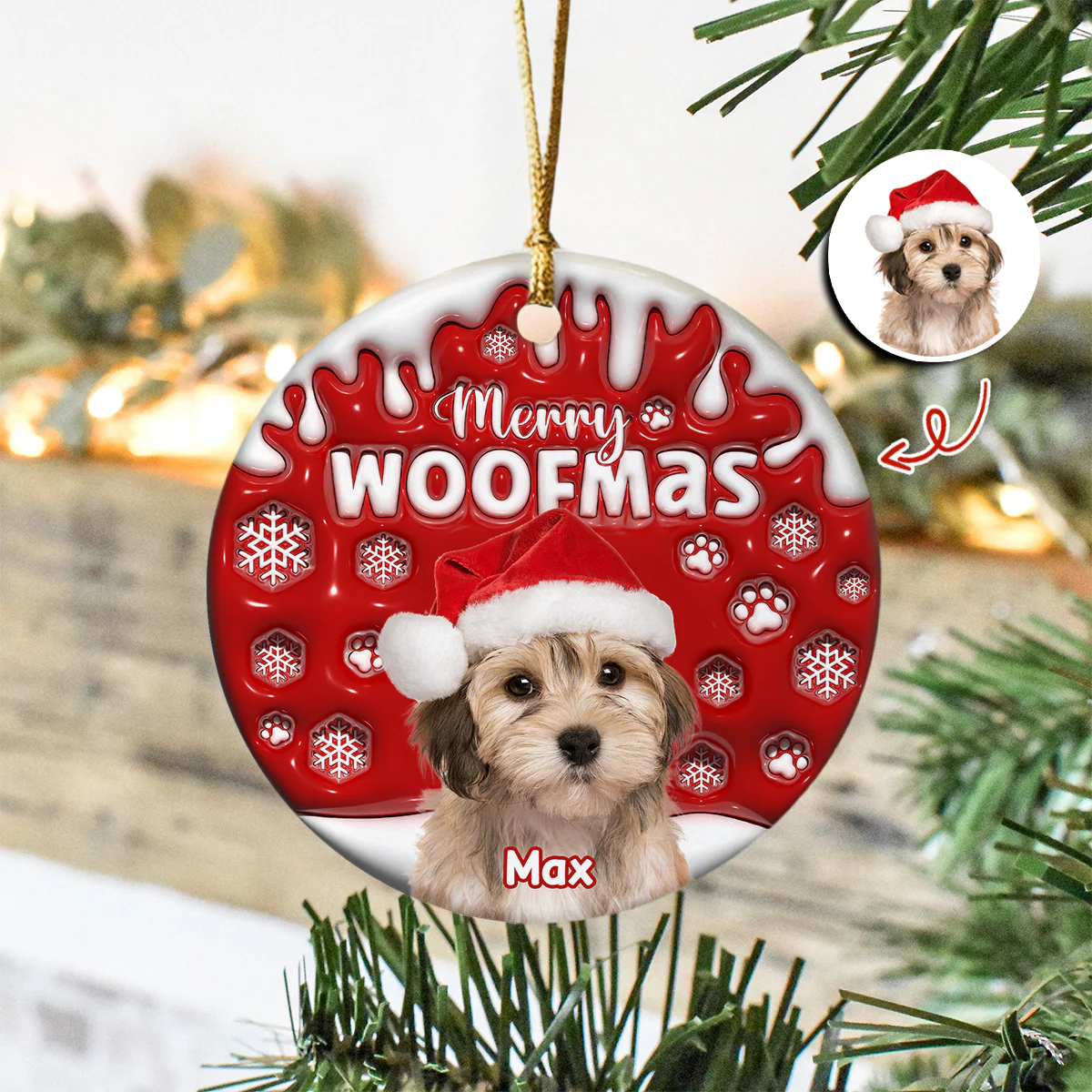 Custom Dog Cat Photo Christmas - Personalized Ceramic Ornament TH10 894383 - Image 9