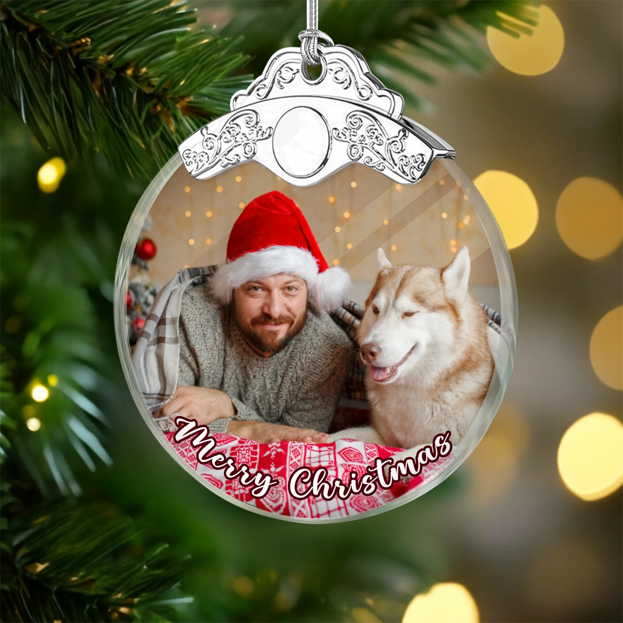 Custom Dog Cat Photo Metal Glass Ornament For Christmas TH10 894747 - Image 8